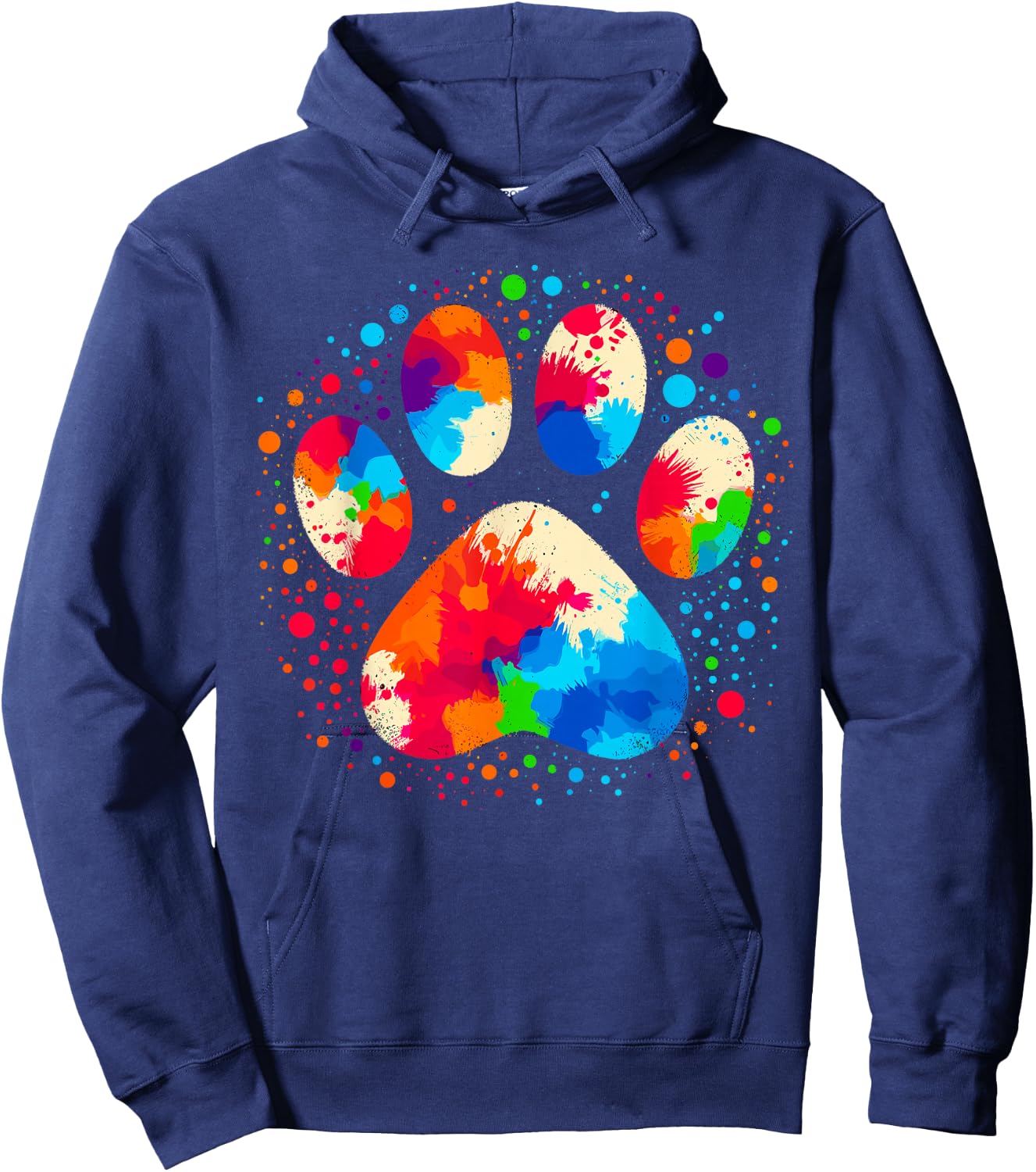 Dog Paw Design Dog Lovers , Black, Small, Short Sleeve, Classic Fit, Modern Dog Paw Print Hoodie - Hoodie | Navy