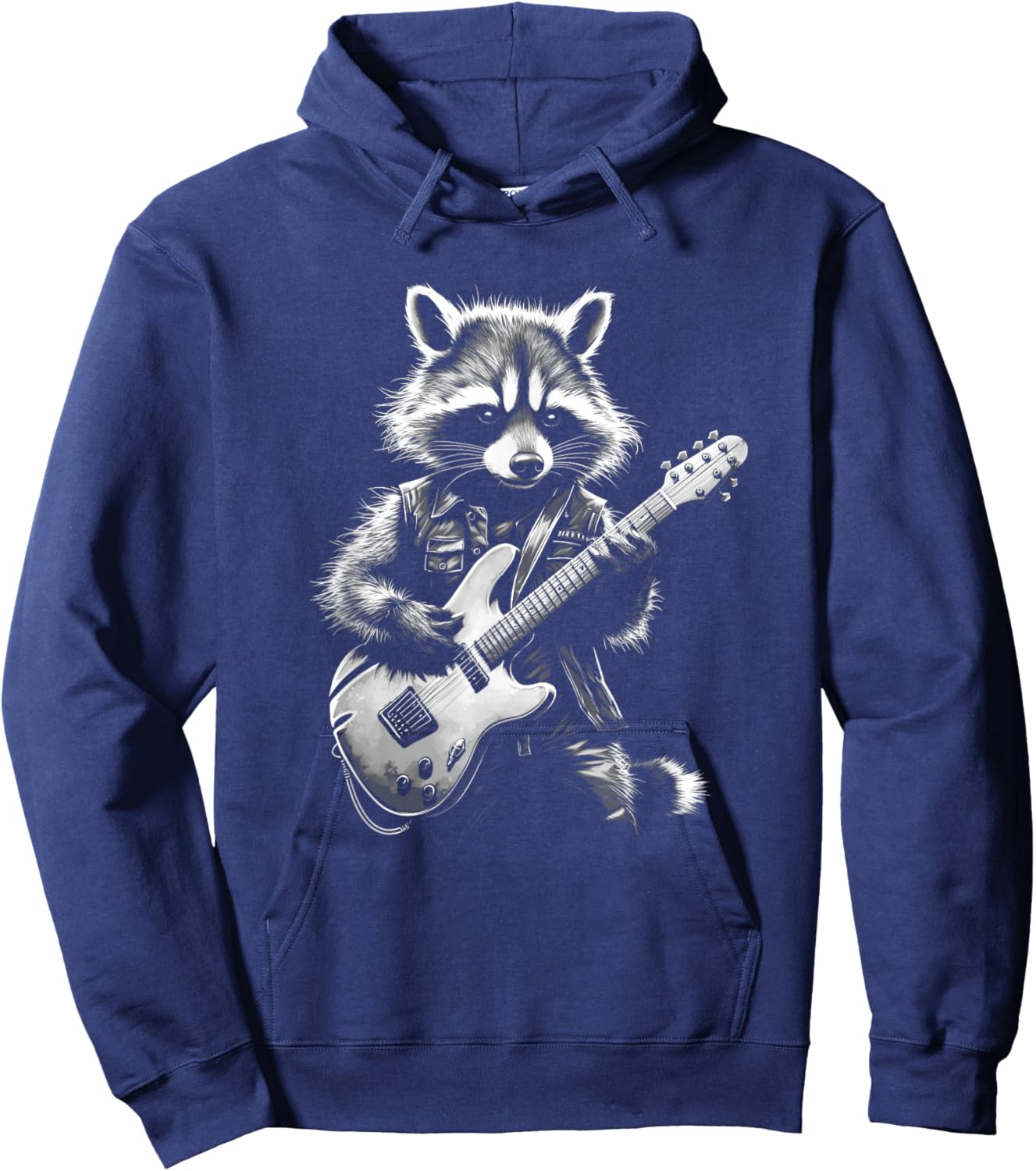 Rock Raccoon Playing Guitar - Funny Guitar Raccoon Hoodie - Hoodie | Navy