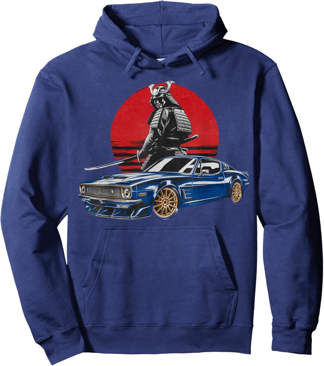 Retro Vintage Japanese Warrior JDM Ride Legendary Race Car T Hoodie - Hoodie | Navy
