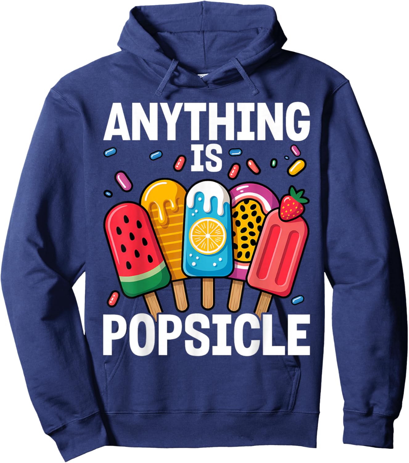 Anything is Popsicle Cool Summer Ice Cream Pattern Hoodie - Hoodie | Navy