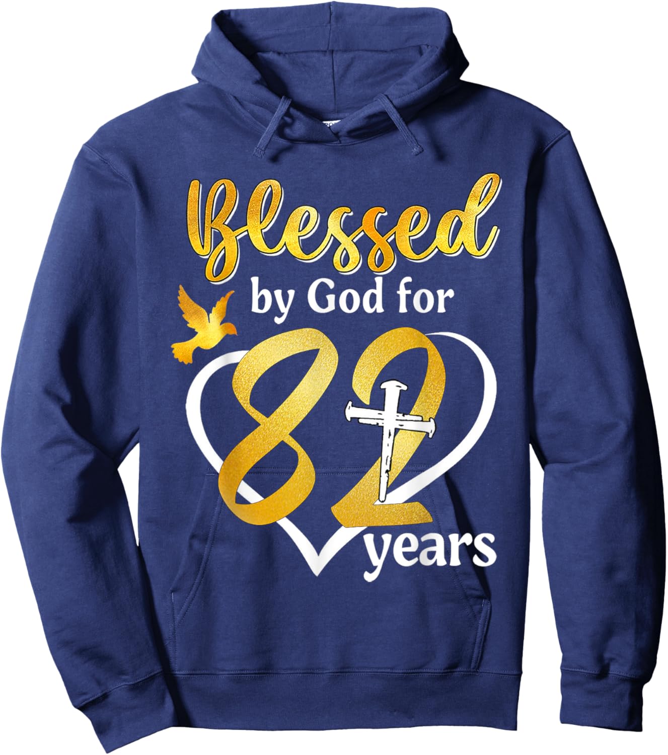 Blessed By God For 82 Years Old 82nd Birthday Party Women Hoodie - Hoodie | Navy