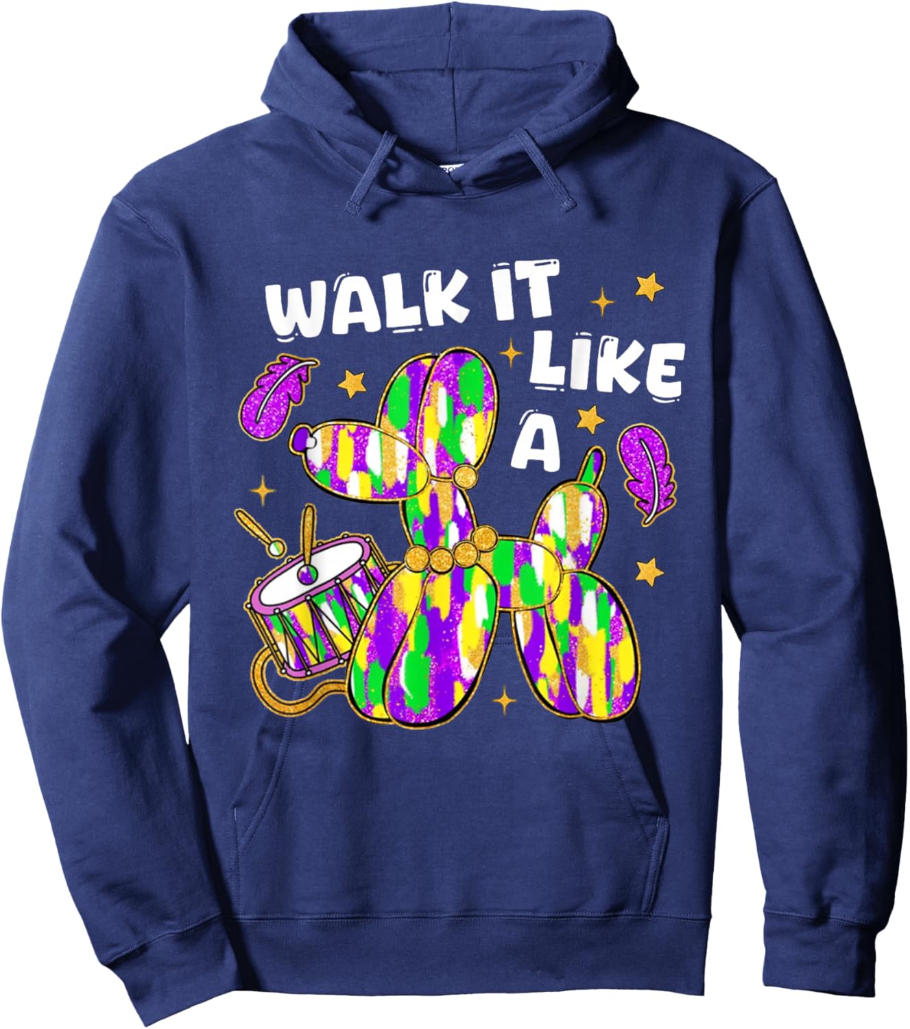 Walk It Like A Dog Mardi Gras Men Women Hoodie - Hoodie | Navy