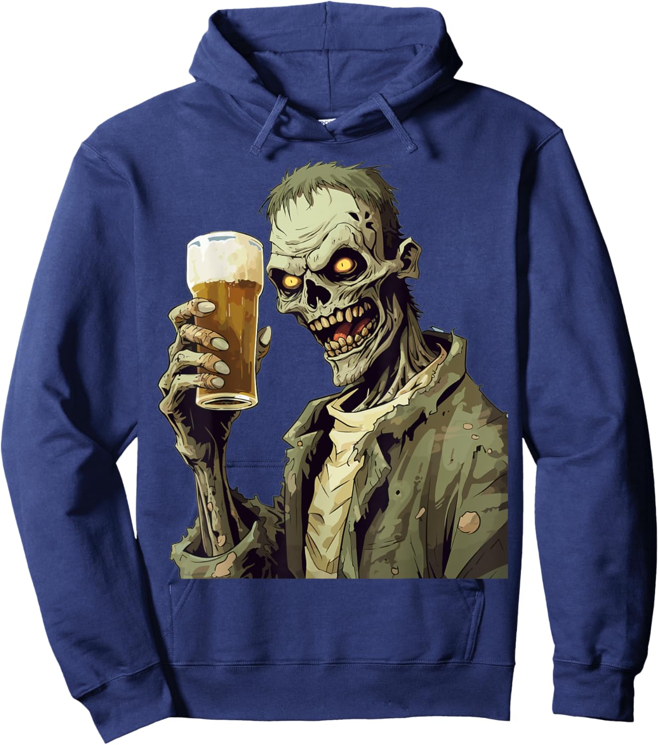 Halloween Zombie Drinking Beer Hoodie - Hoodie | Navy