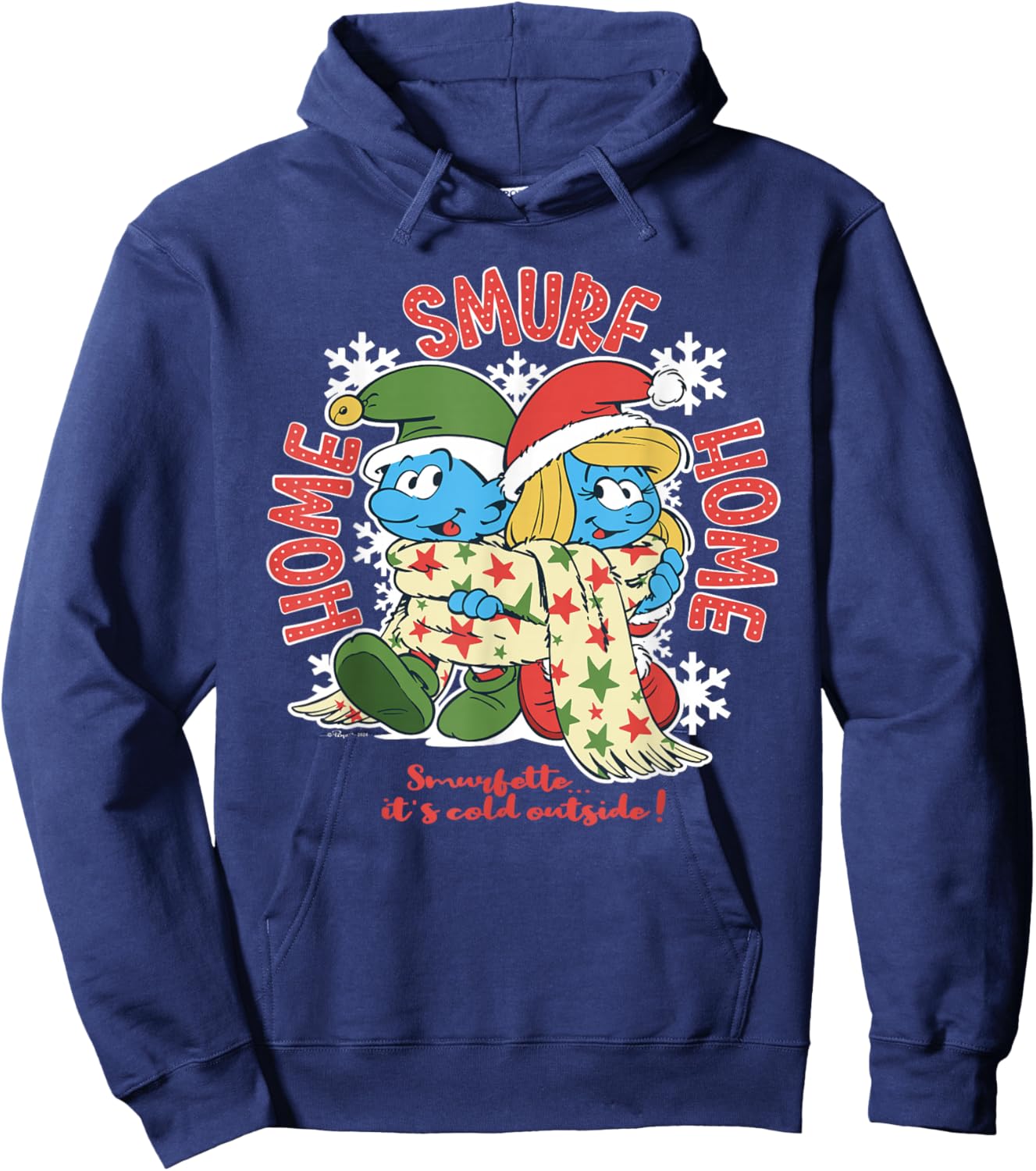 The Smurfs Home Smurf Home, Christmas With Smurfette Hoodie - Hoodie | Navy