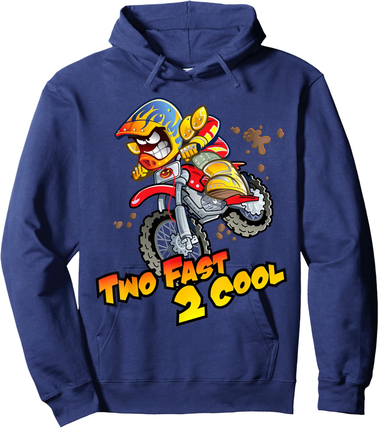 Two Fast 2 Cool Motocross Dirt Bike 2nd Birthday Party Gift Hoodie - Hoodie | Navy