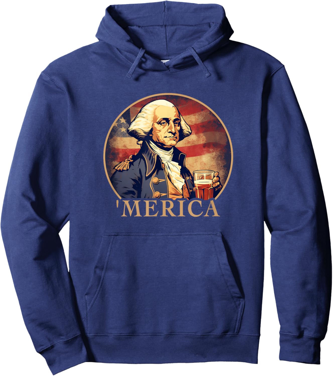 Funny George Washington Drinking A Beer 4th Of July 'Merica Hoodie - Hoodie | Navy