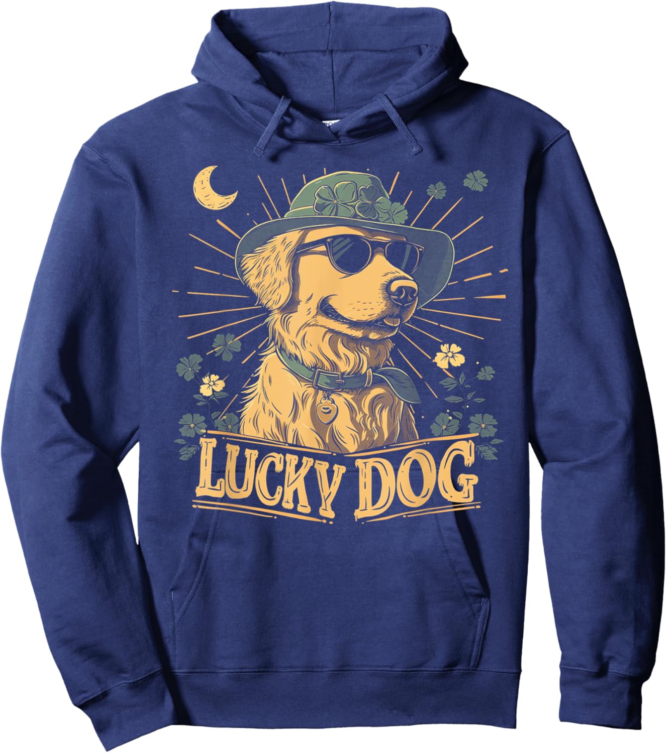 Golden Retriever Dog - St. Patrick's Day Saint Paddy's Irish Women Kids Hoodie - Hoodie | Navy