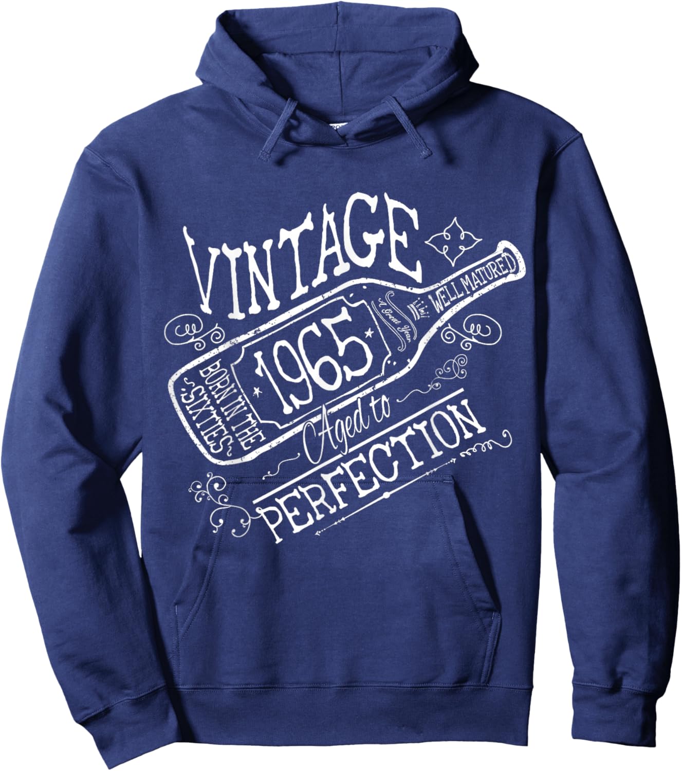 1965 Birthday Wine Lovers Vintage Born in the Sixties Hoodie - Hoodie | Navy