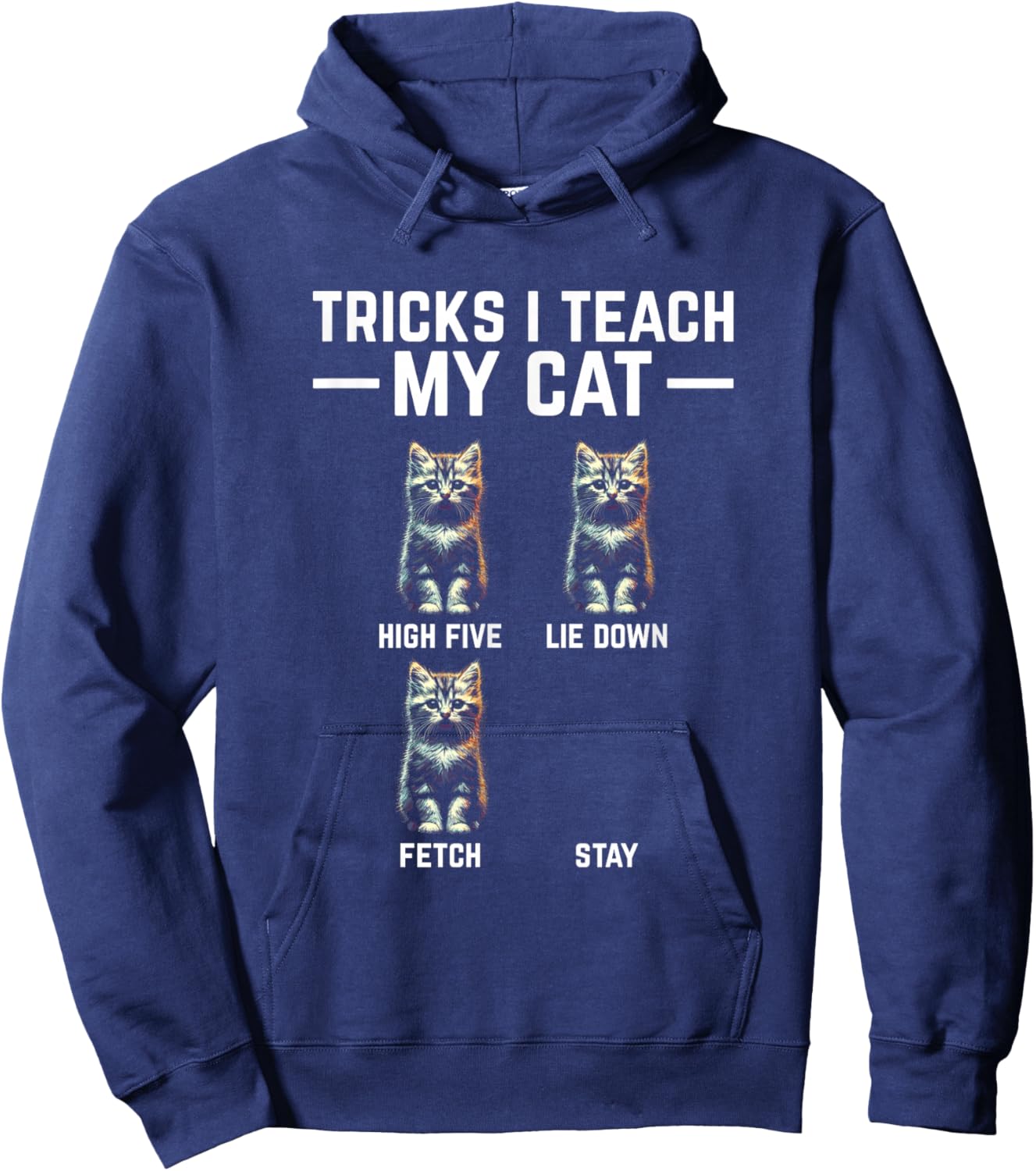 Tricks I Teach My Cat - Funny Cat Owner Kitten Dad Mom Kitty Hoodie - Hoodie | Navy