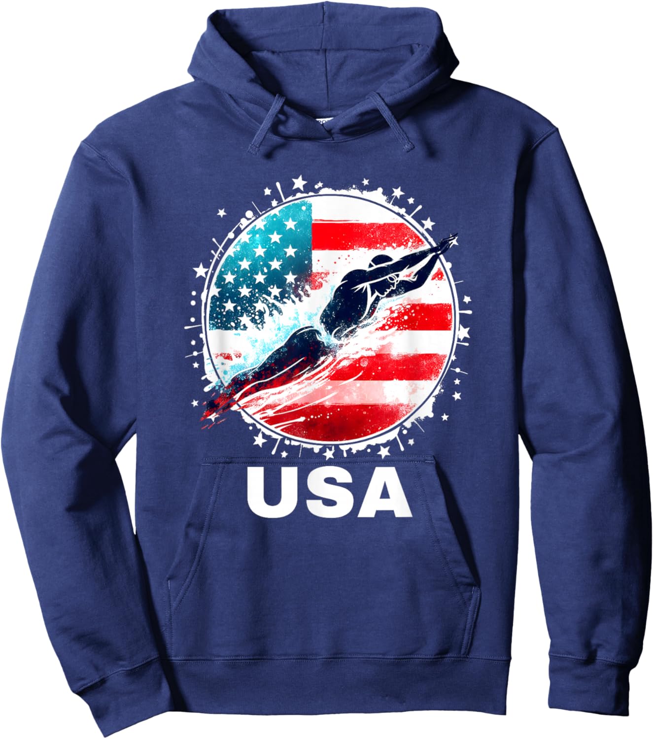 Swimming United States Team Apparel American Flag Swimming Women Kids Men Hoodie - Hoodie | Navy
