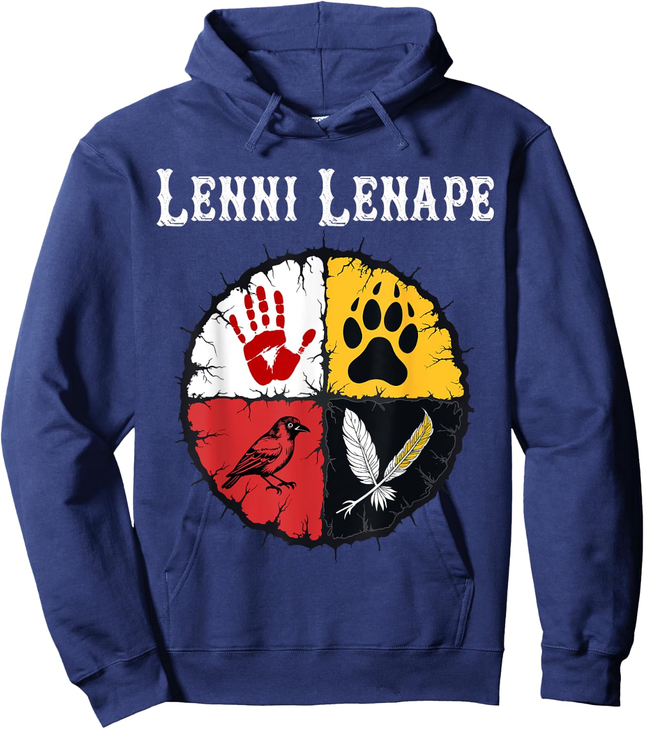 Lenni Lenape Delaware Native American Medicine Wheel Hoodie - Hoodie | Navy