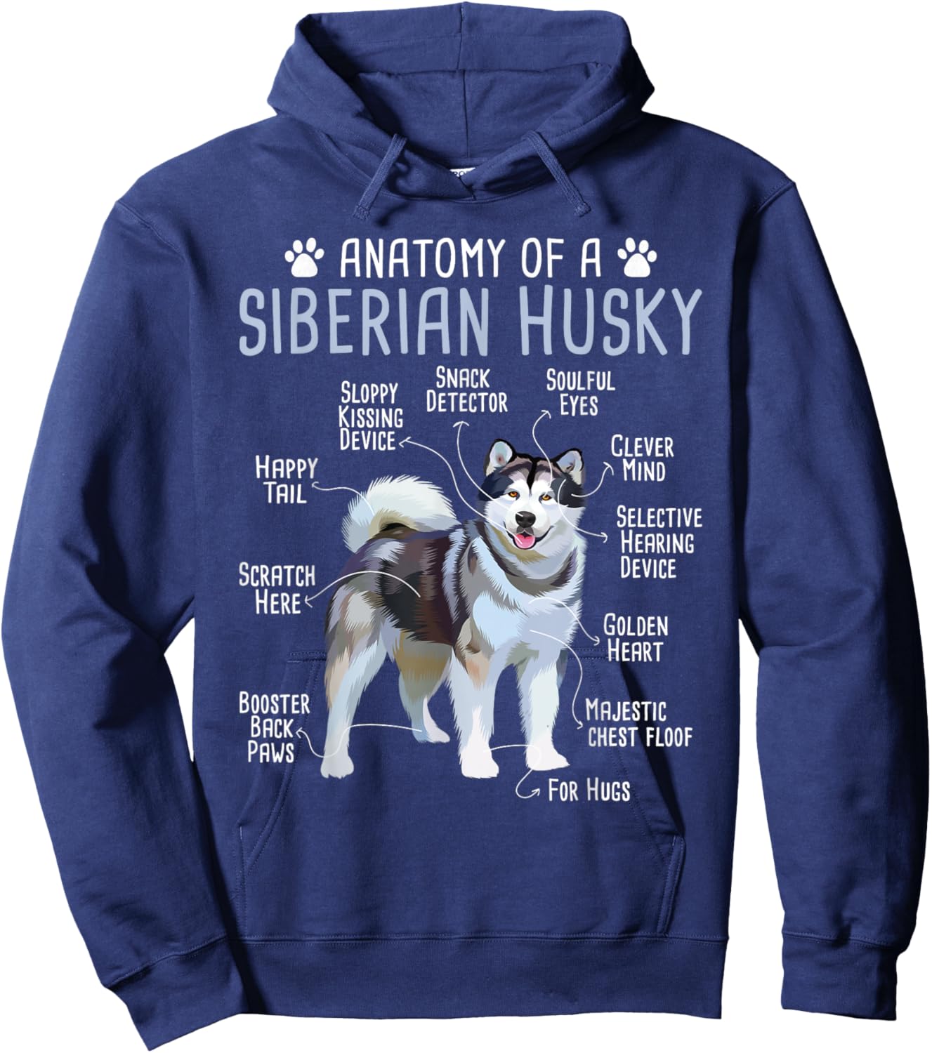 Anatomy Of A Siberian Husky - Dog Breeder Pet Trainer Puppy Hoodie - Hoodie | Navy