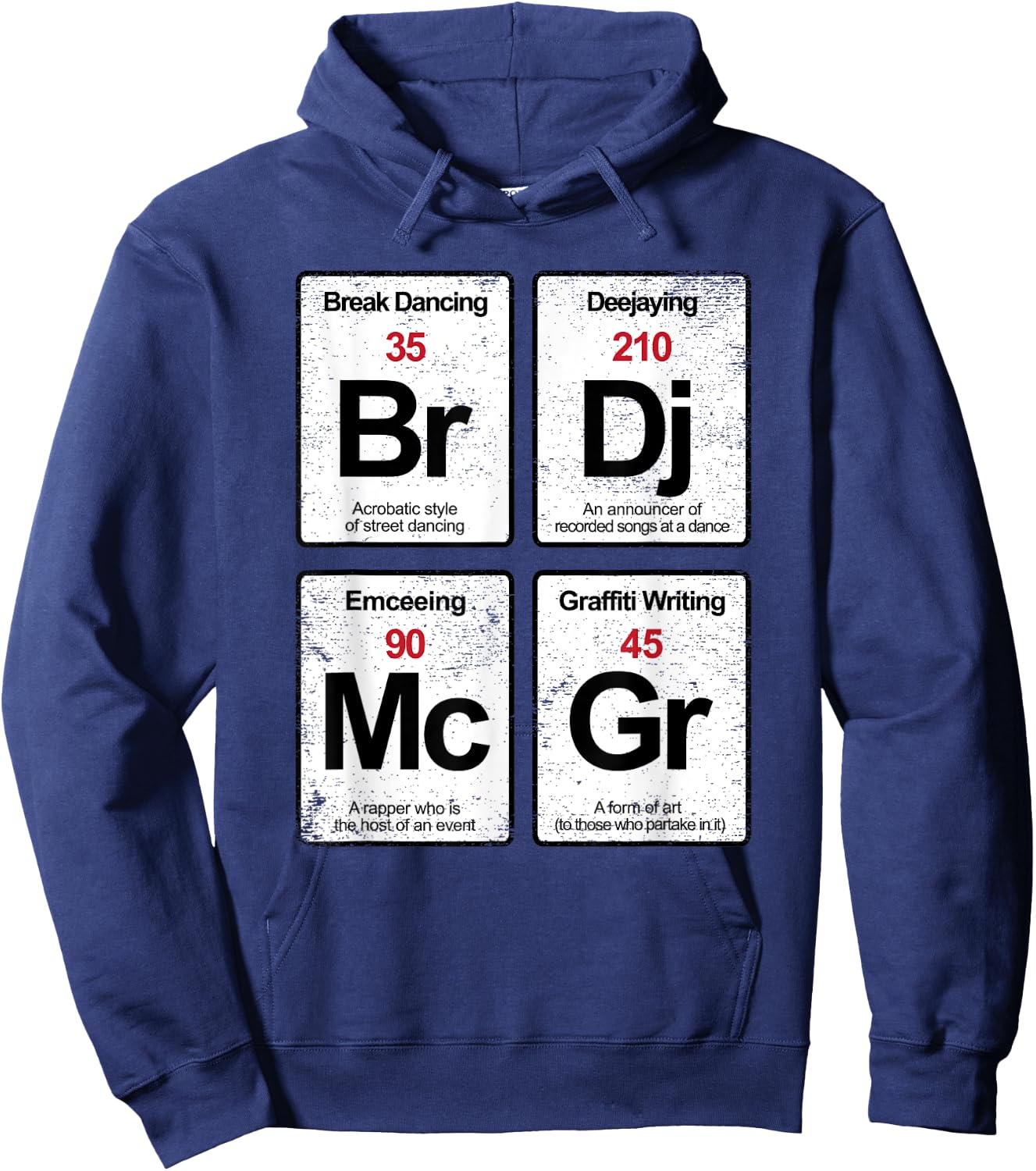 Elements of Hip Hop Rap music distressed gift Hoodie - Hoodie | Navy