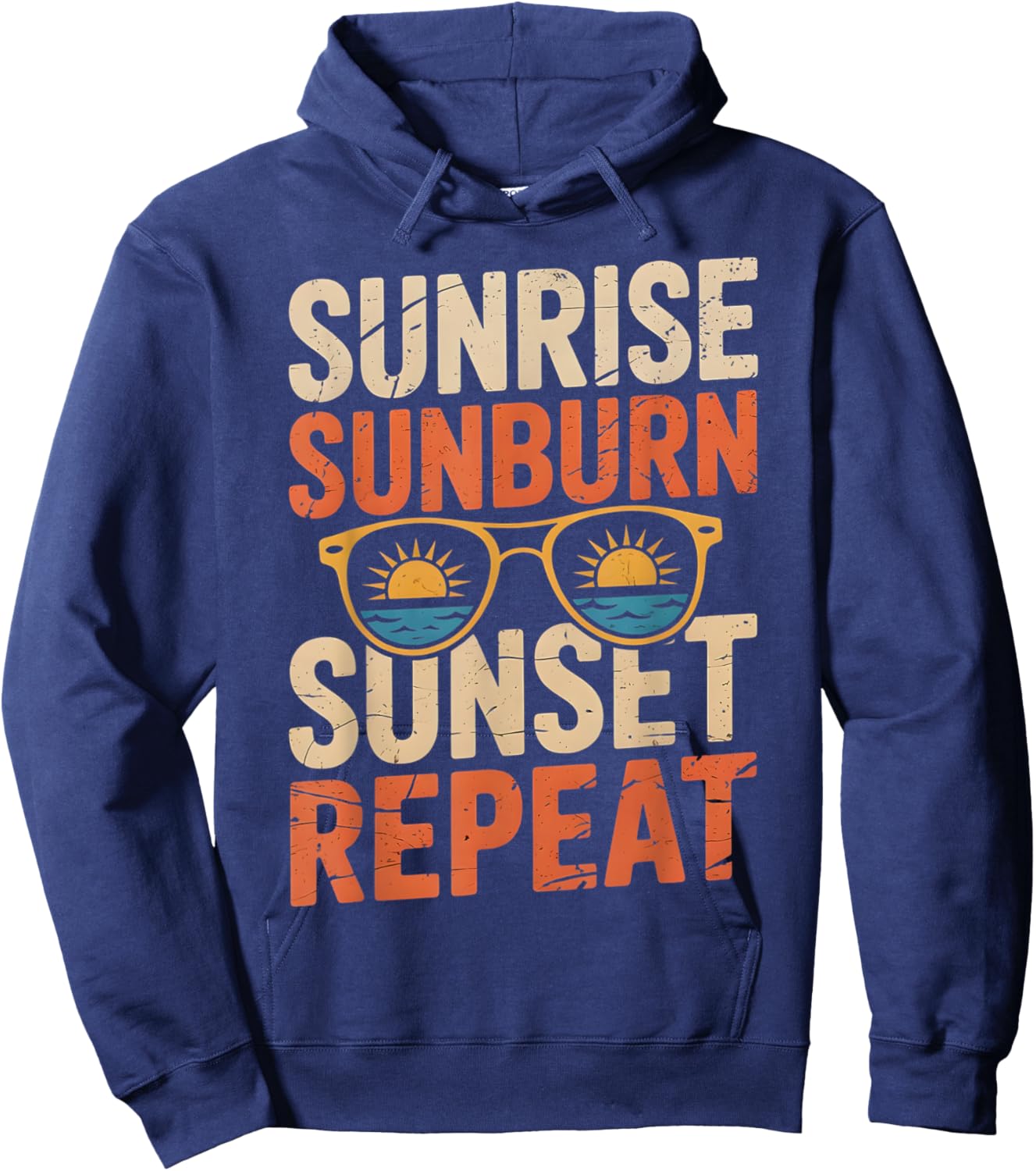 Sunrise Sunburn Sunset Repeat Vintage Retro Summer Vacation Hoodie - Hoodie | Navy