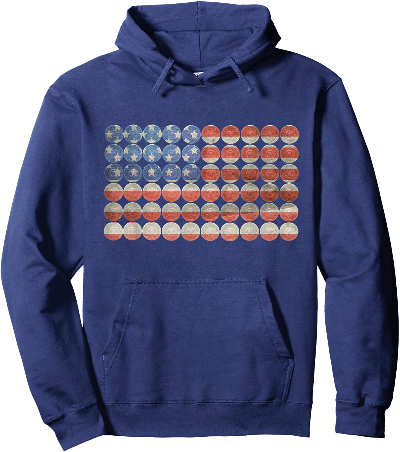 Trap Shooting American Flag Shotgun Shells | Hunting Gift Hoodie - Hoodie | Navy