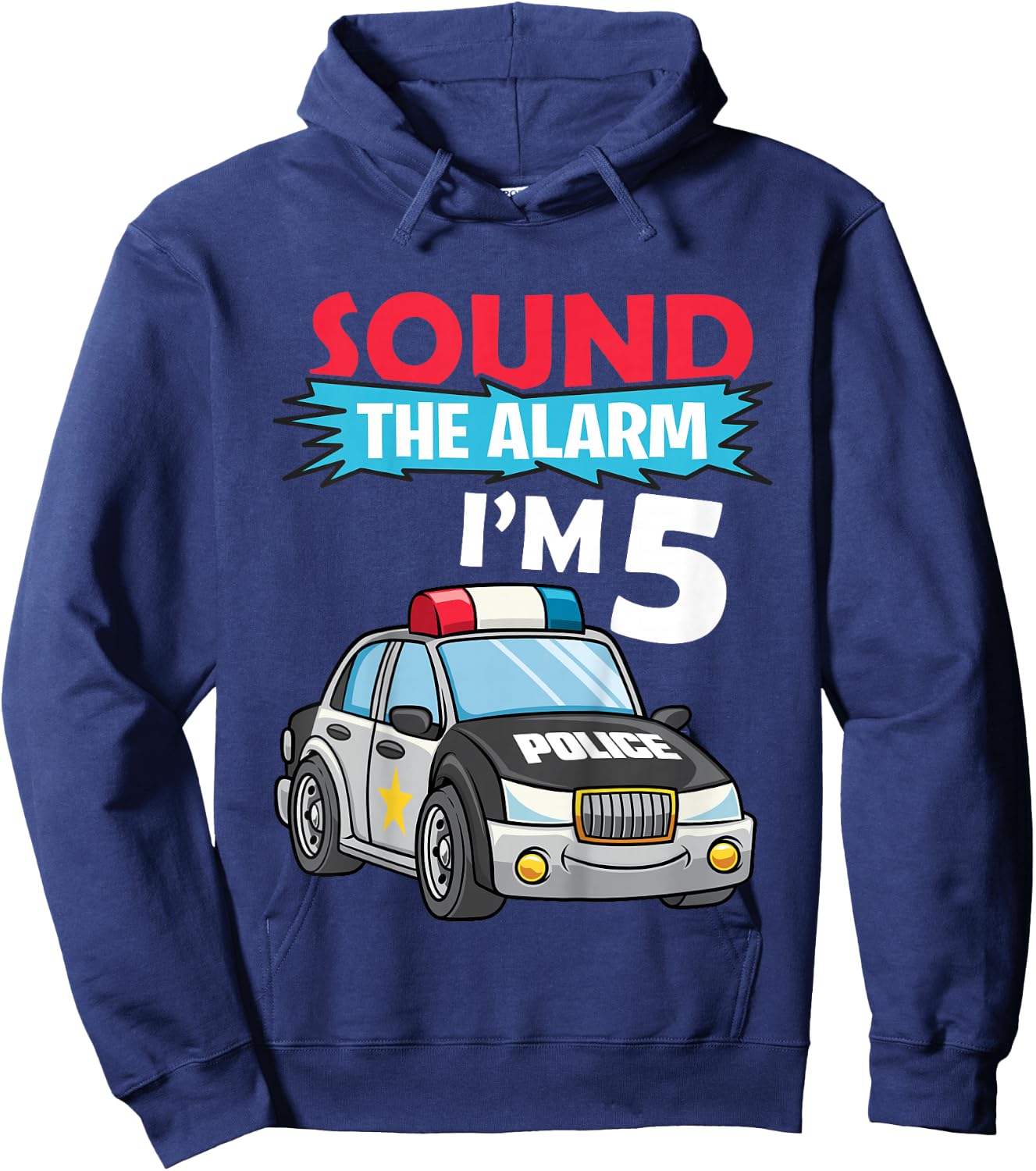 Kids Birthday Boy Shirt 5 Years Old Police Car Policeman Cop Hoodie - Hoodie | Navy