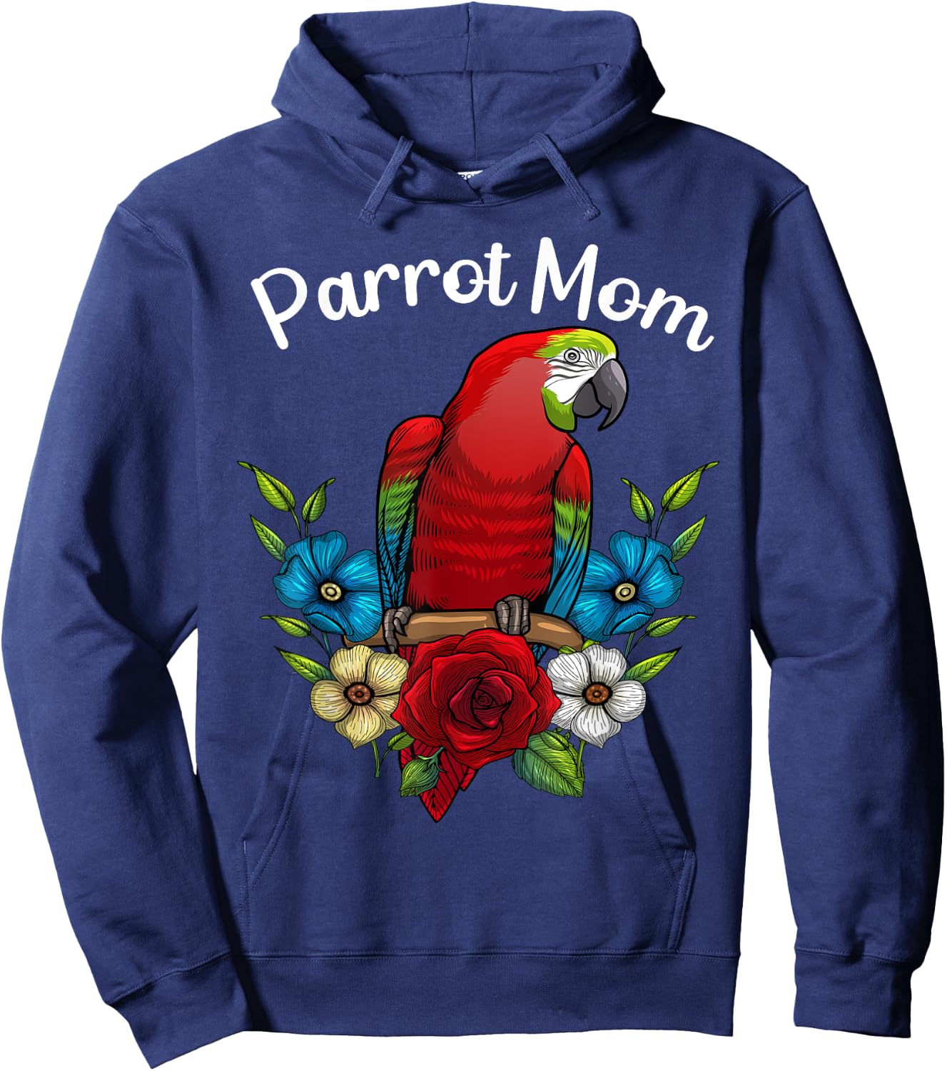 Funny Parrot Mom Art Females Ladies Parrot Lovers Hoodie - Hoodie | Navy