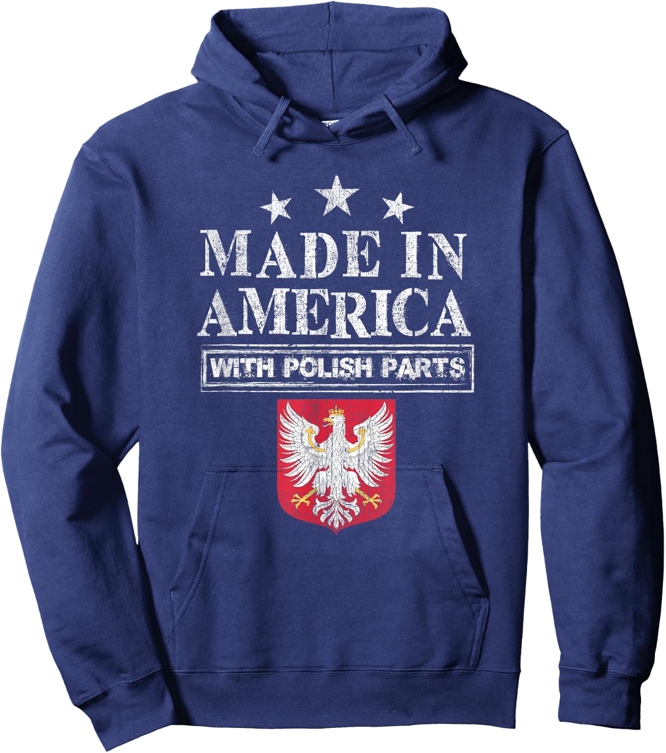 Made in America with Polish Parts Pride Poland Immigra Hoodie - Hoodie | Navy