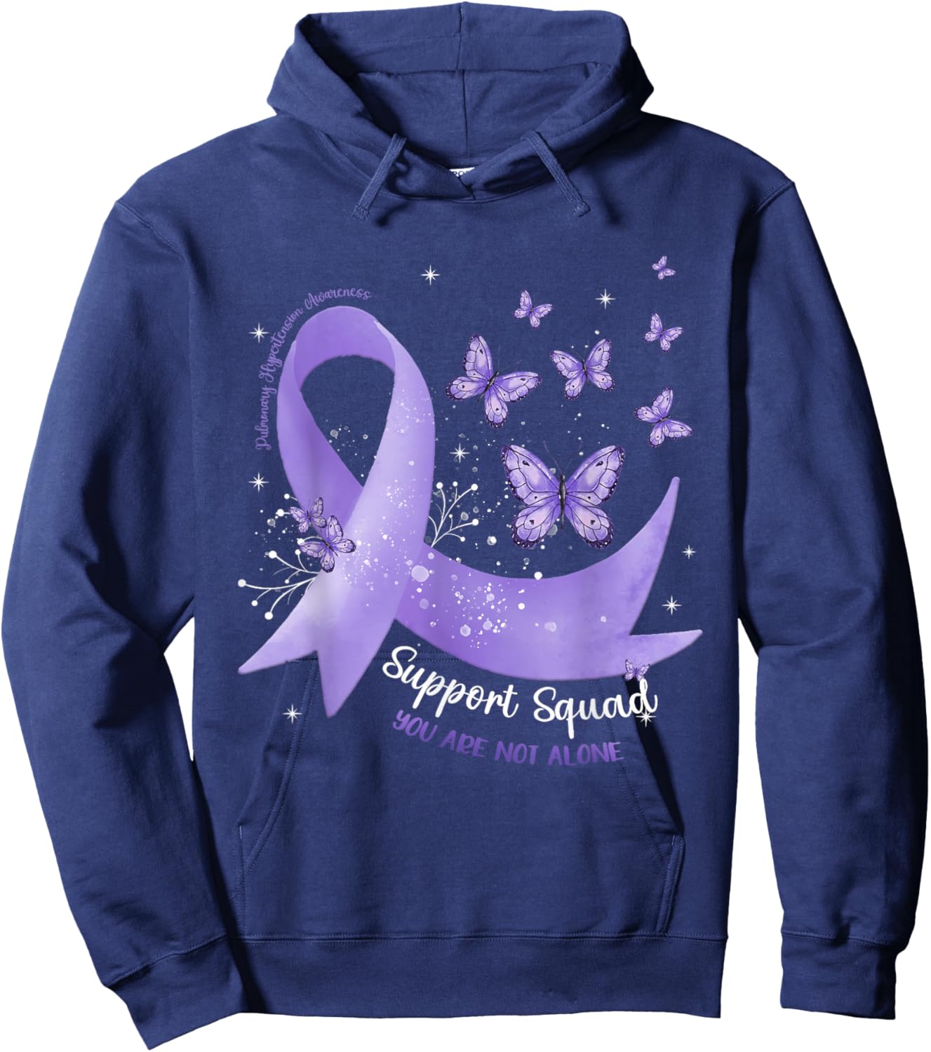 Support Squad Periwinkle Ribbon Pulmonary Hypertension Hoodie - Hoodie | Navy