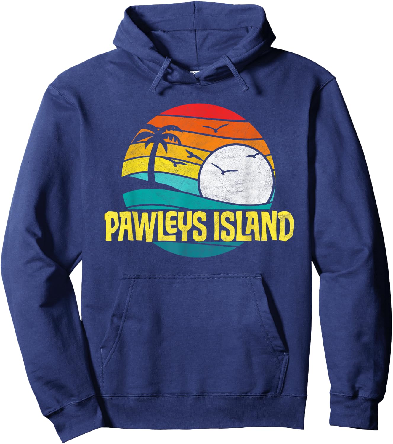 Retro Pawleys Island Beach Sun & Surf Eighties Graphic Hoodie - Hoodie | Navy