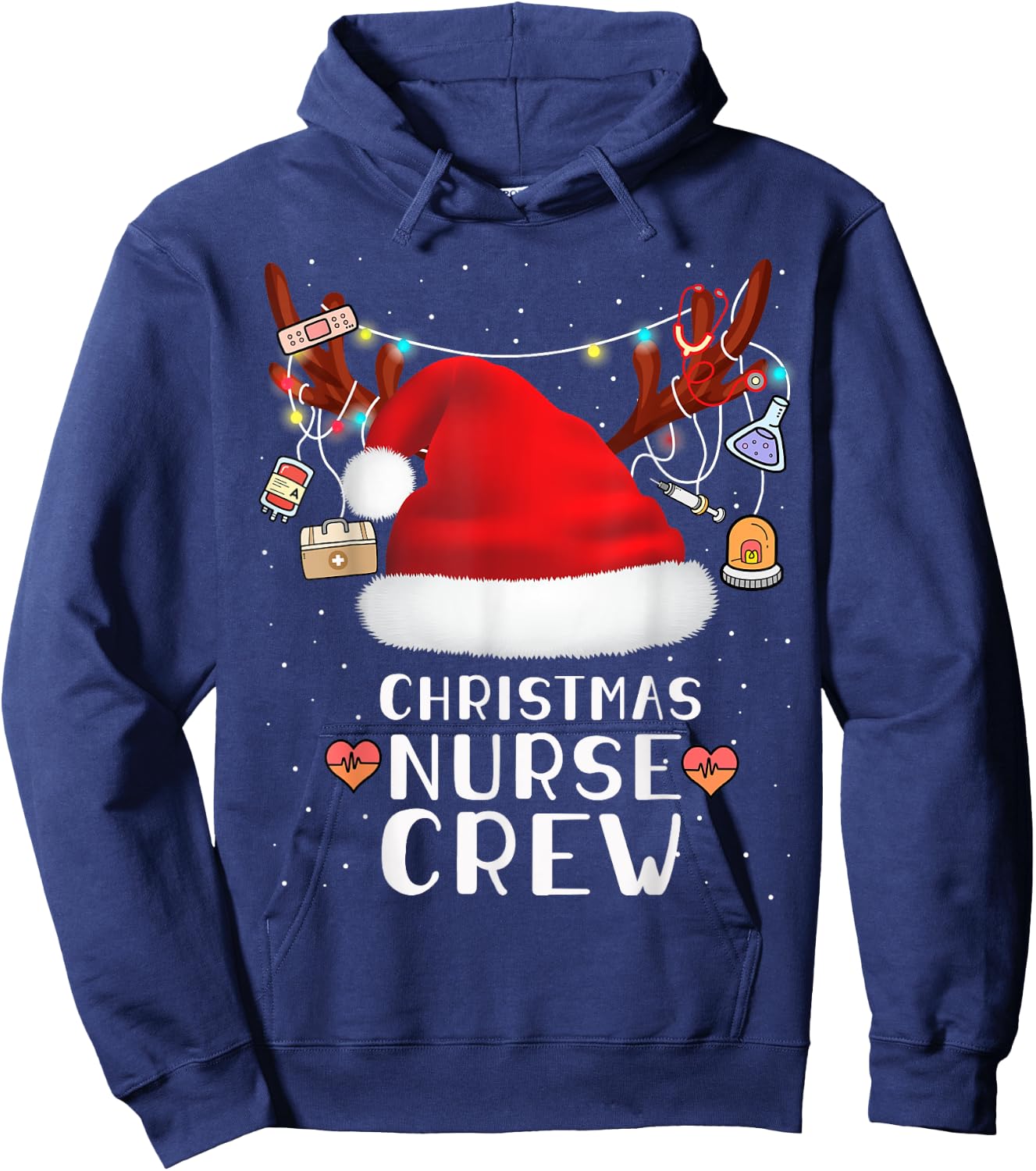 Nurse Crew Christmas Cute Merry Xmas Party Crew Women Hoodie - Hoodie | Navy