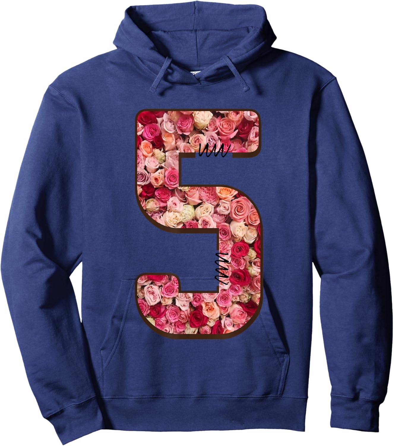 Number 5 Roses Blossoms Petals Hoodie - Hoodie | Navy