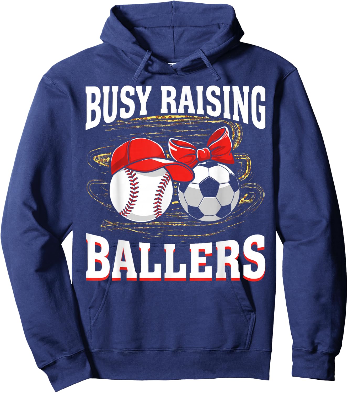 Busy Raising Ballers baseball soccer mom leopard women Hoodie - Hoodie | Navy