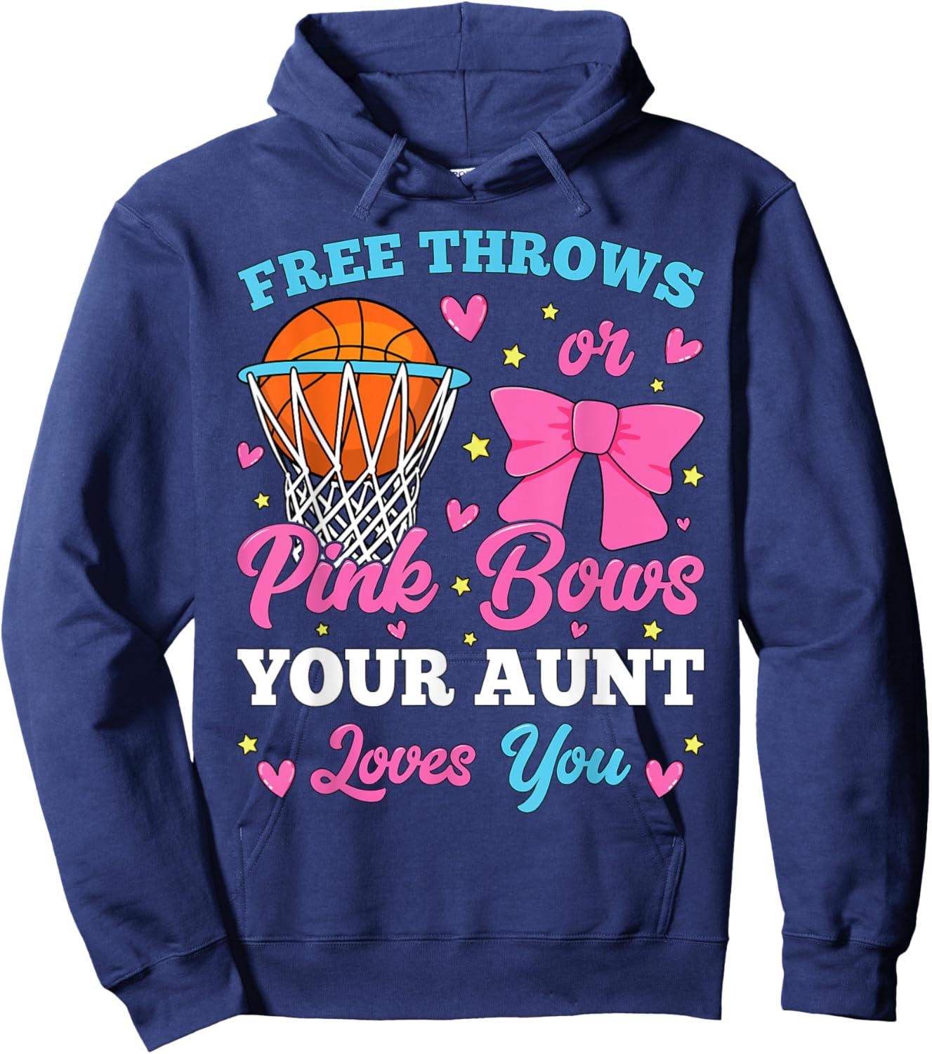 Free Throws or Pink Bows Aunt Loves You Gender Reveal Hoodie - Hoodie | Navy