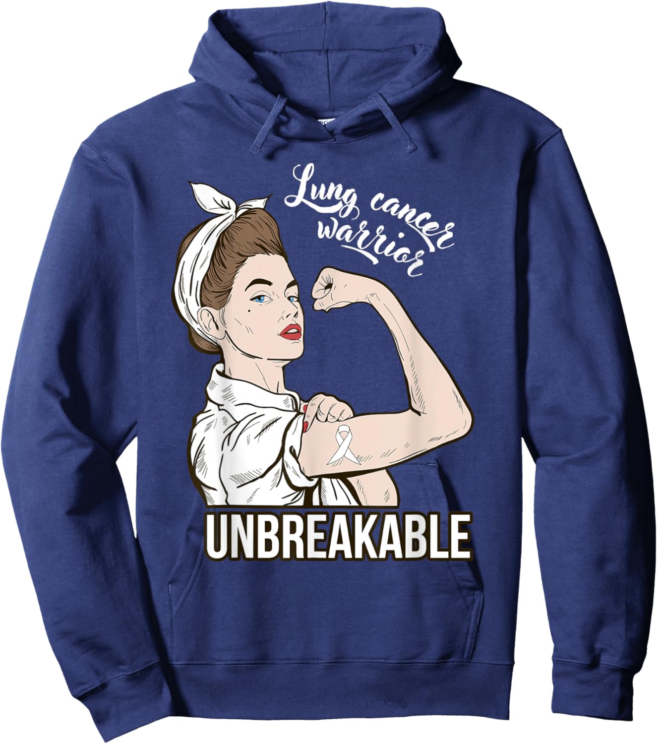 Lung Cancer Awareness Warrior Unbreakable Support Hoodie - Hoodie | Navy