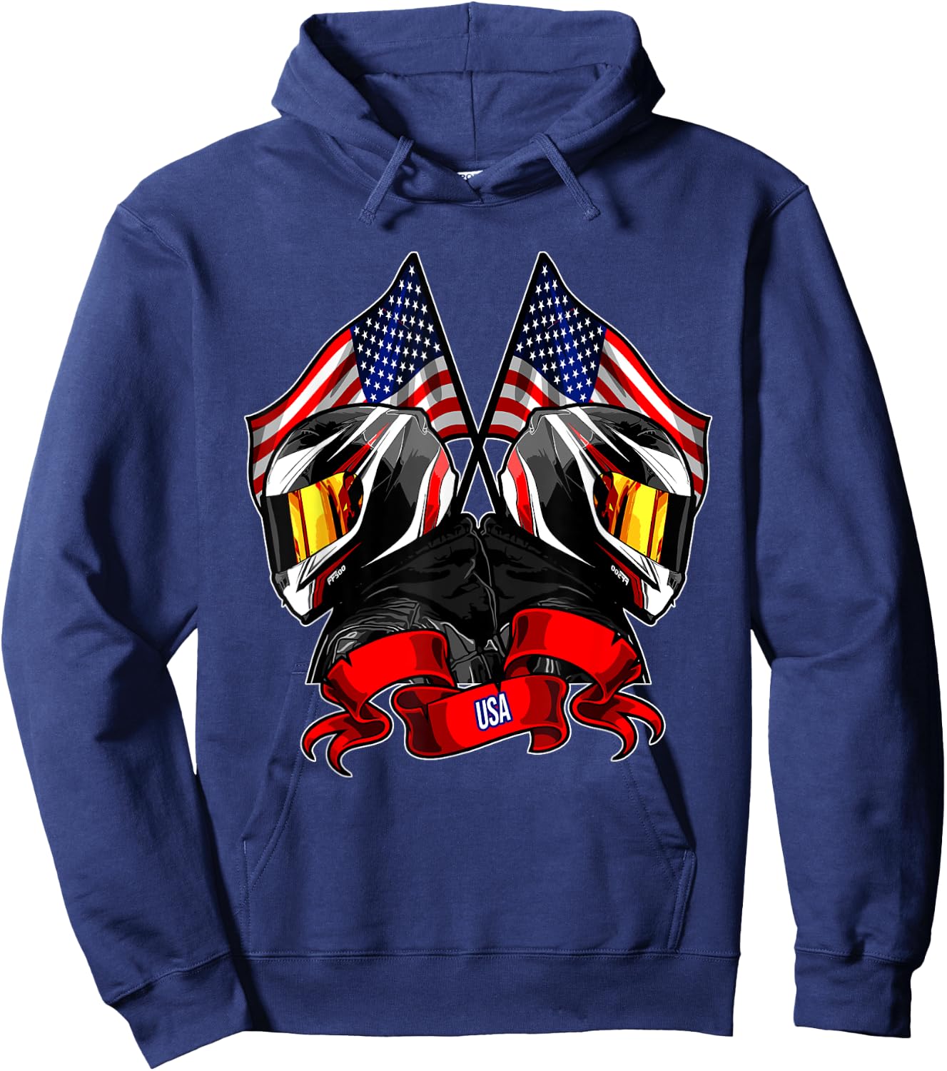 USA flag motorcyclist, motorcycle biker Hoodie - Hoodie | Navy