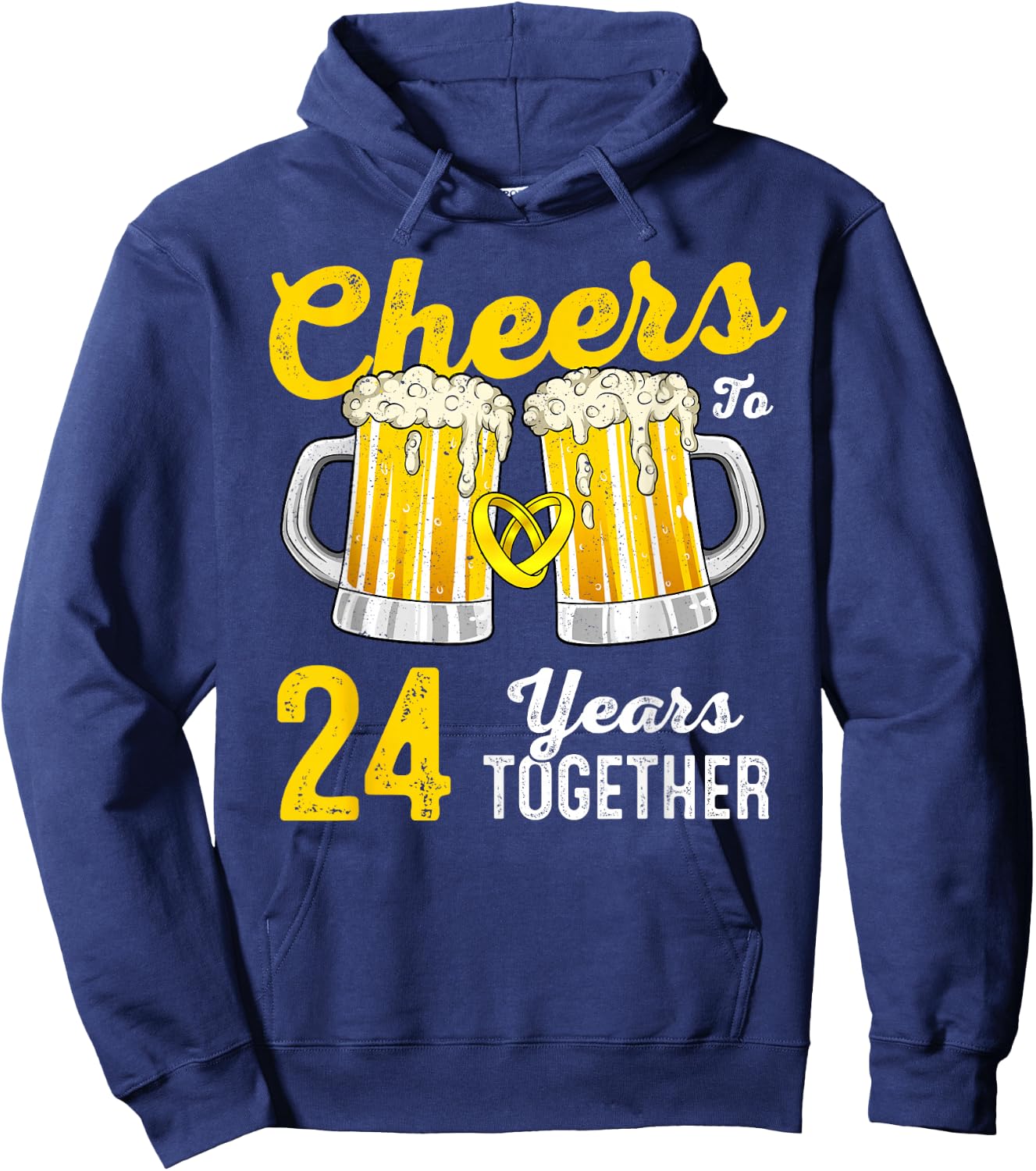 Cheers 24 Years Together Funny 24th Wedding Anniversary Hoodie - Hoodie | Navy