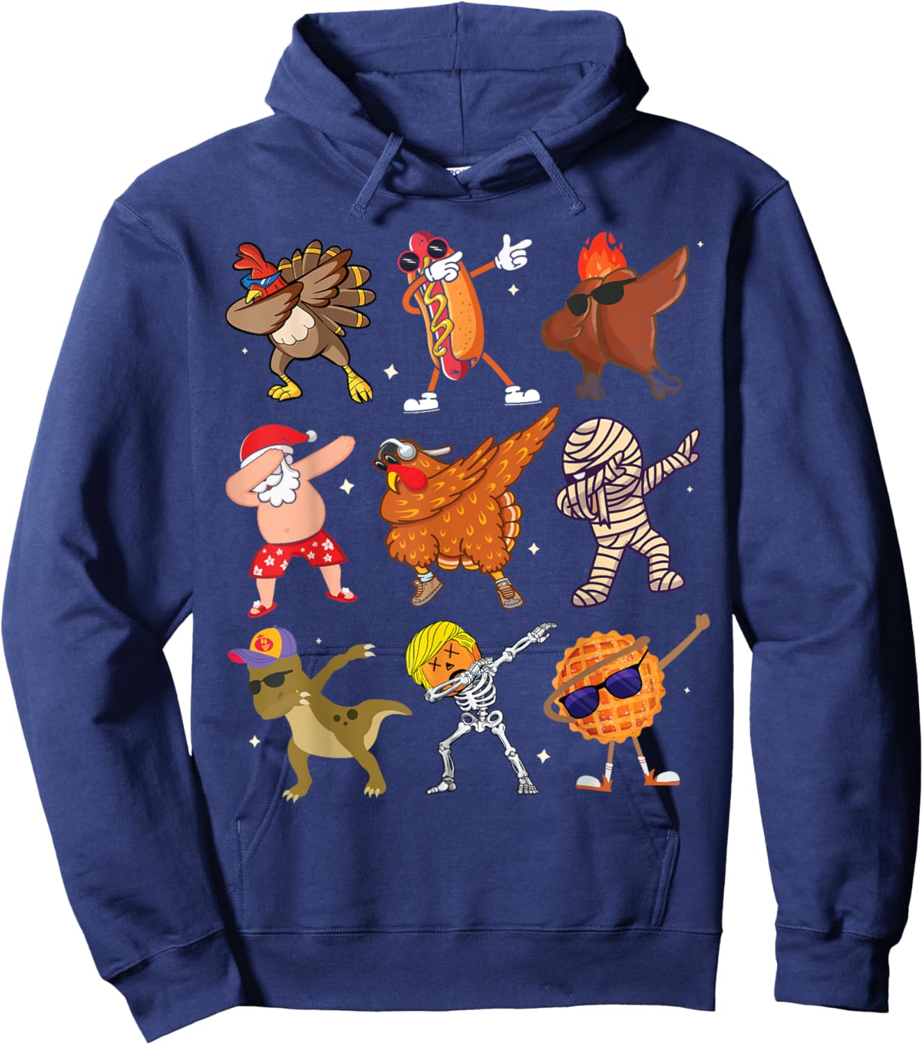 Dabbing Turkey Santa Pilgrim Thanksgiving Funny Dab Hoodie - Hoodie | Navy