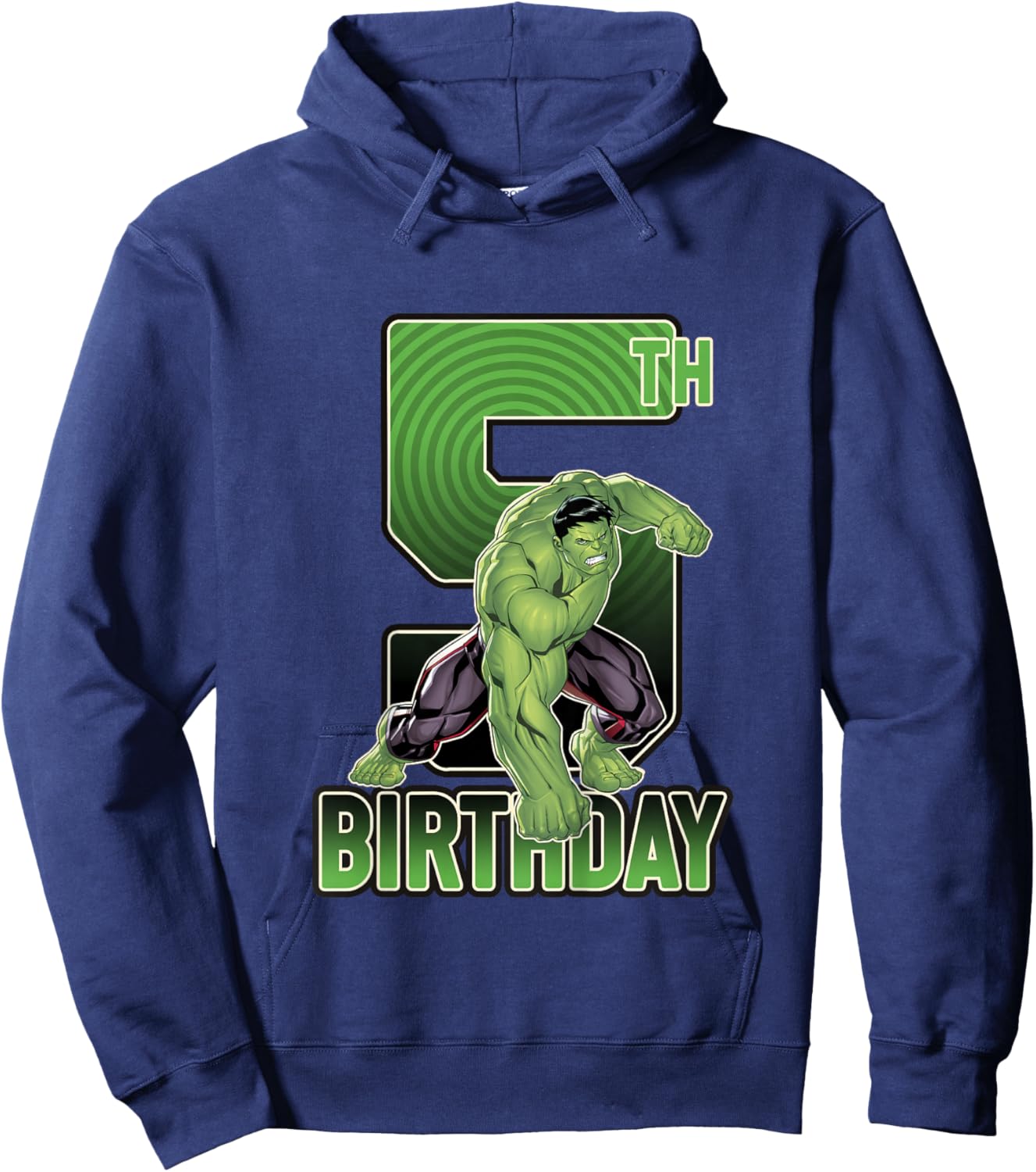 Kids Marvel Avengers Classic Incredible Hulk Smash 5th Birthday Hoodie - Hoodie | Navy