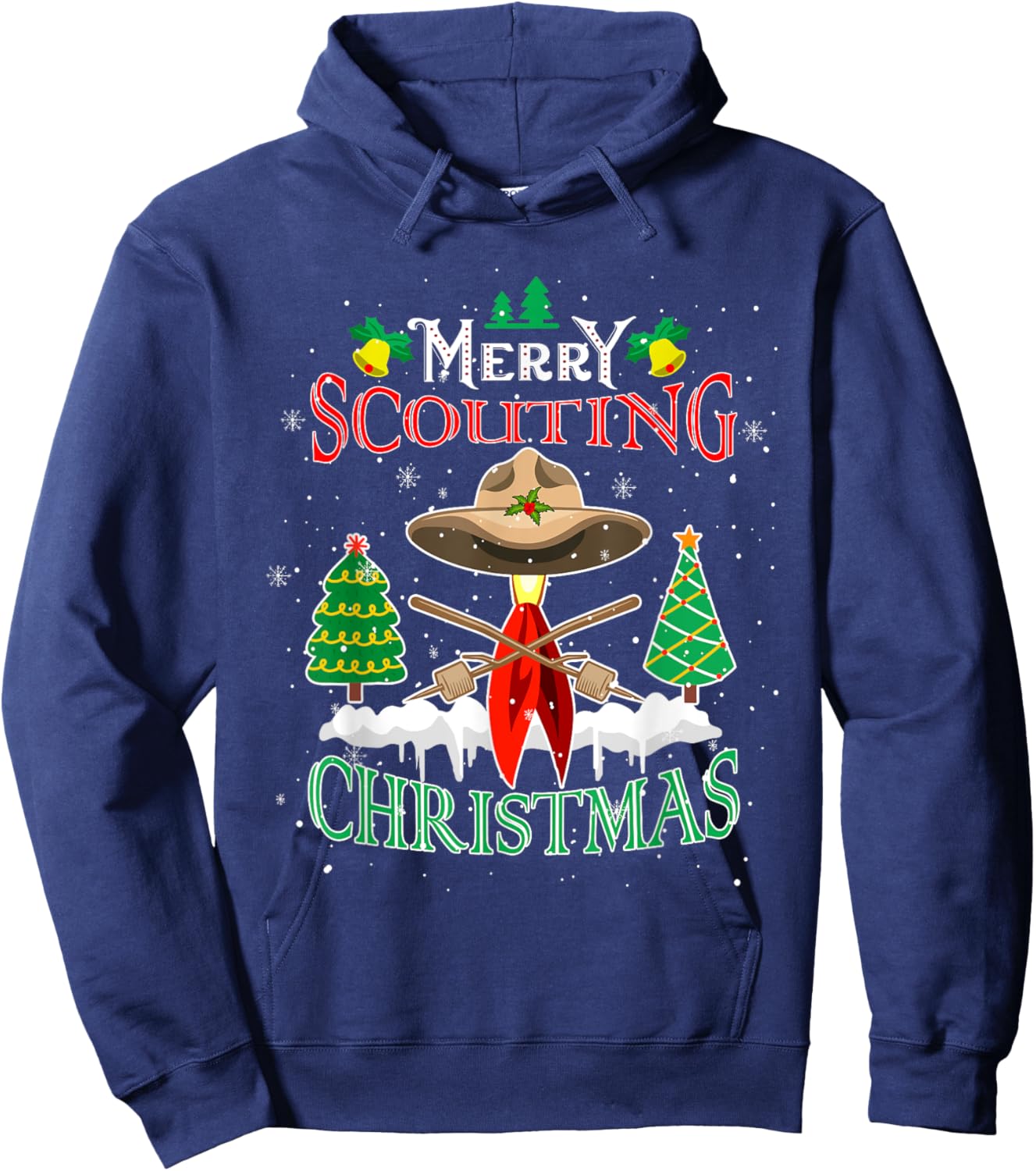 Merry Scouting Christmas Santa Hat Costume Scout Lover Kids Hoodie - Hoodie | Navy