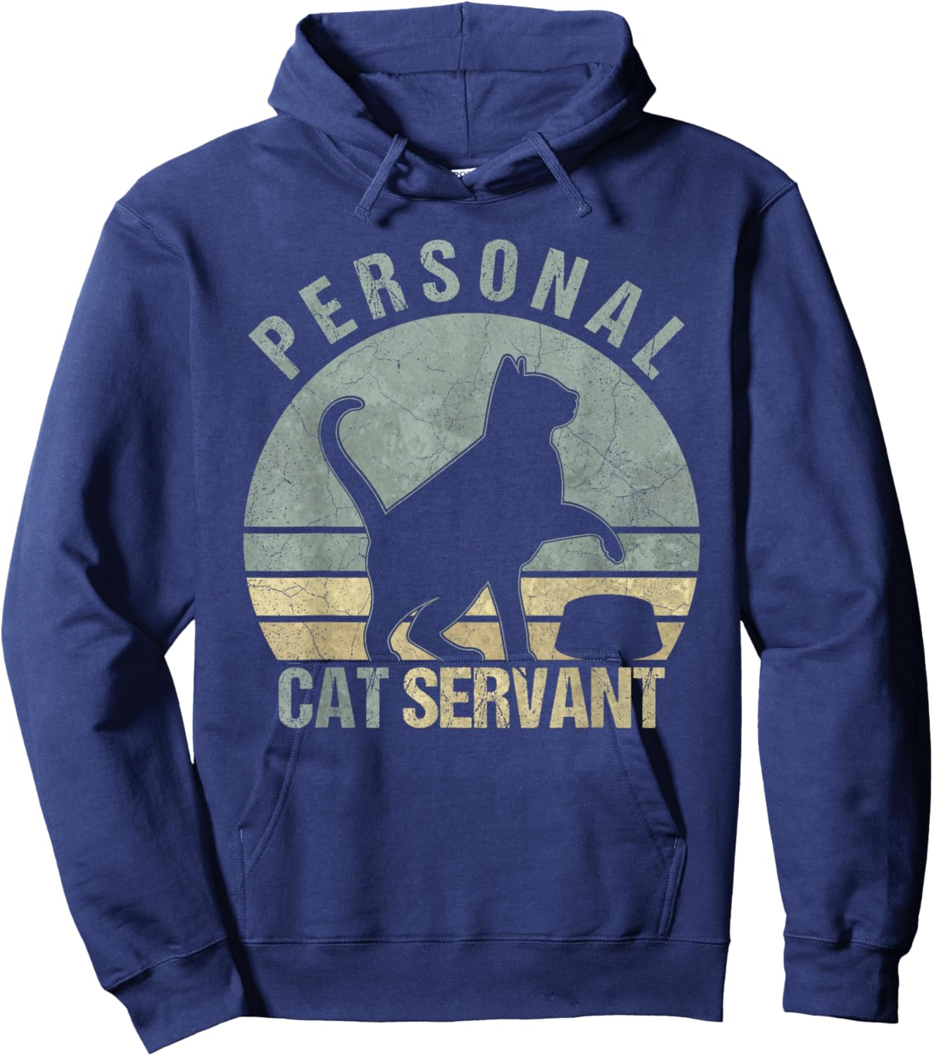Personal Cat Servant Funny Black Cat Lovers Owners Mom Dad Men Women Kids Hoodie - Hoodie | Navy