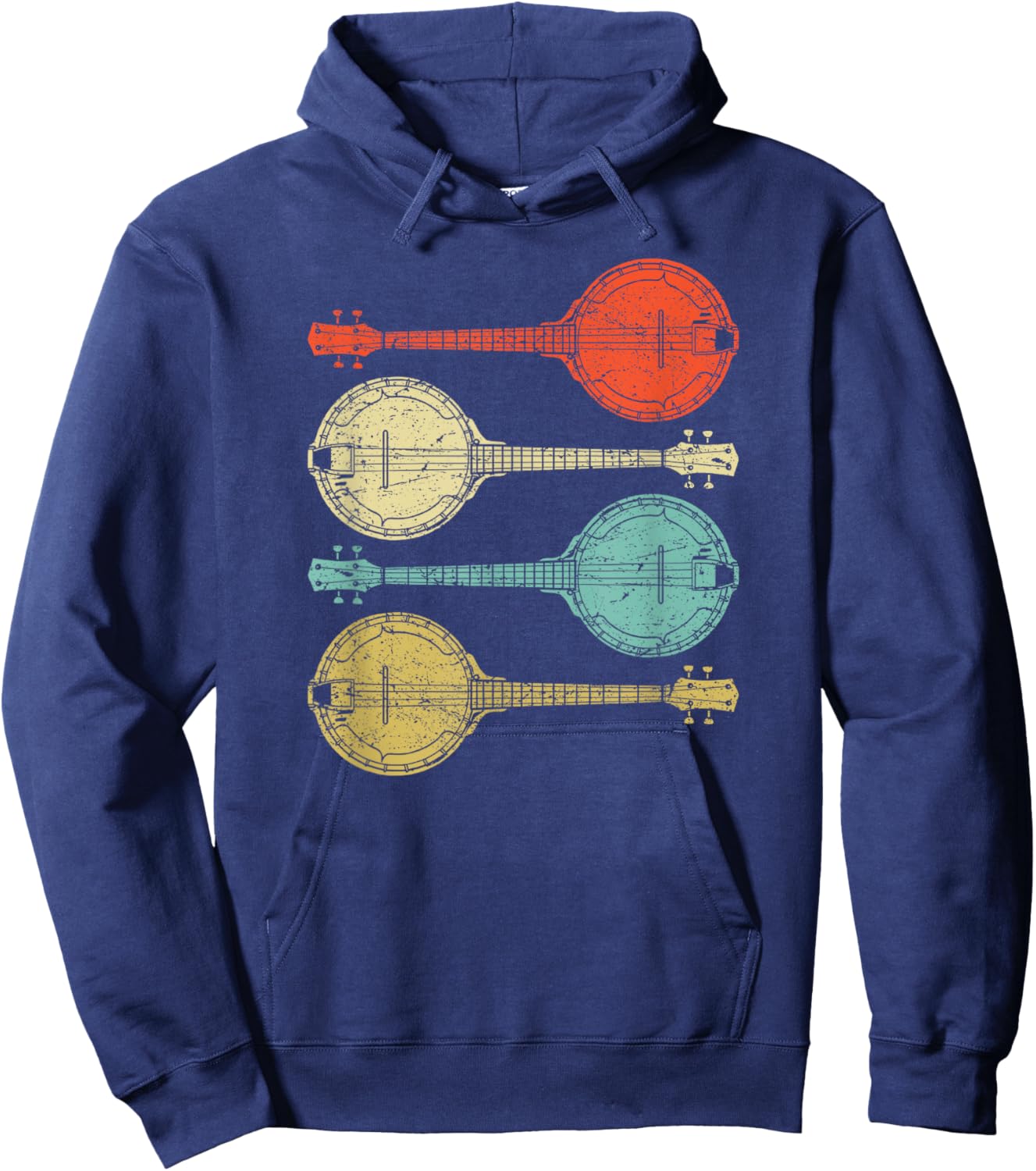 Vintage Banjo Retro Banjo Gift Country Bluegrass music Hoodie - Hoodie | Navy