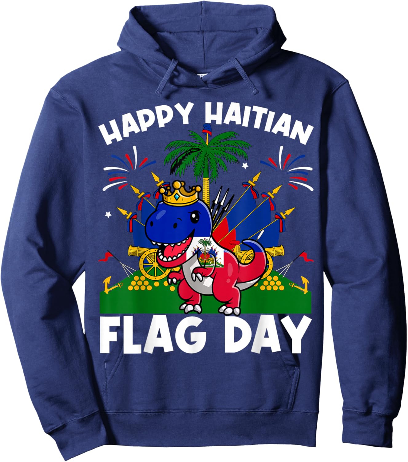Haitian Flag Day Dinosaur Men Women Kids Hoodie - Hoodie | Navy