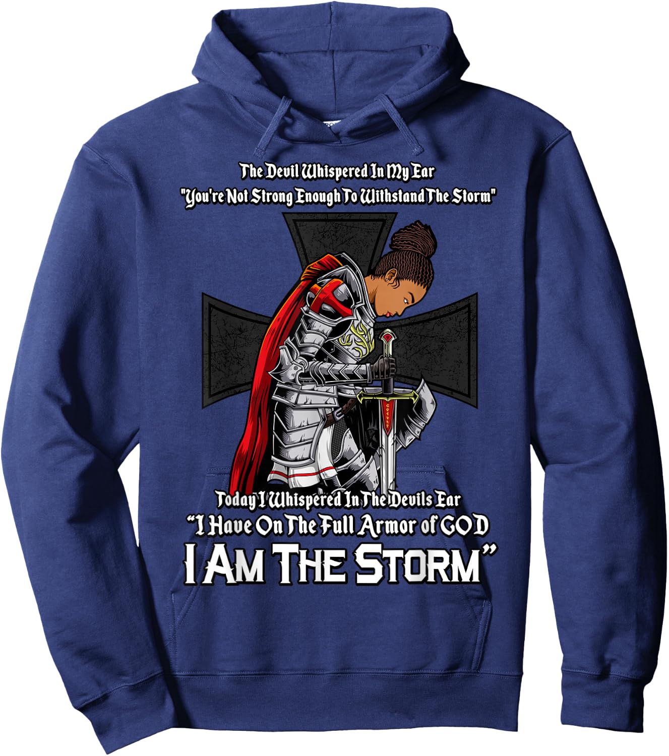 Christian Black Girl Woman African American I Am The Storm Hoodie - Hoodie | Navy