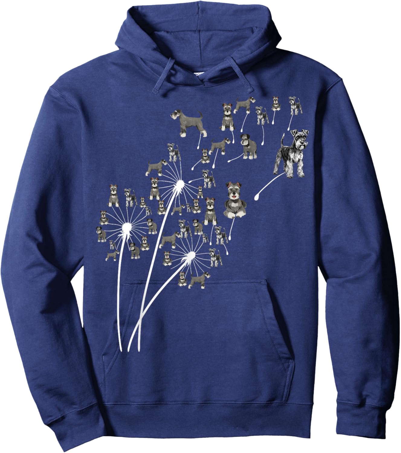 Dandelion Schnauzer Flower, Floral Miniature Schnauzer Tree Hoodie - Hoodie | Navy