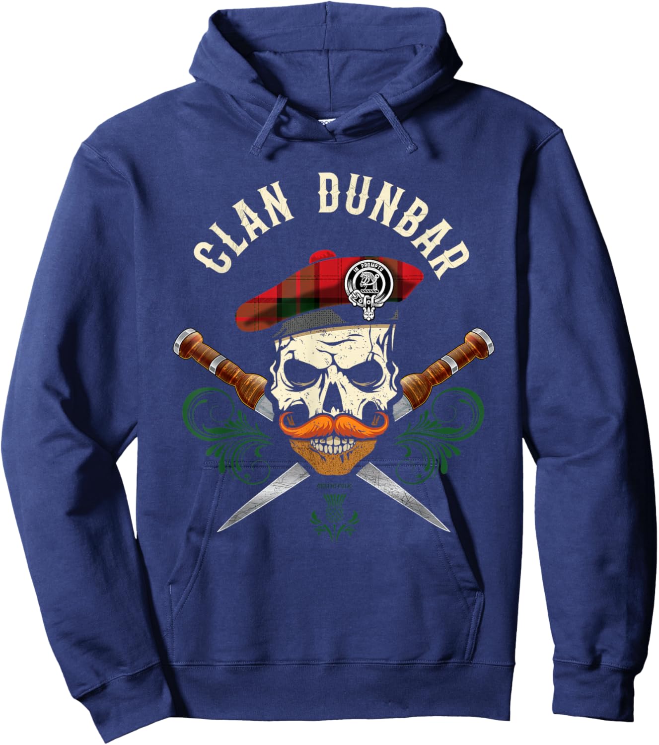 Scottish Clan Dunbar Surname Skull Dirks Tartan Badge Hoodie - Hoodie | Navy