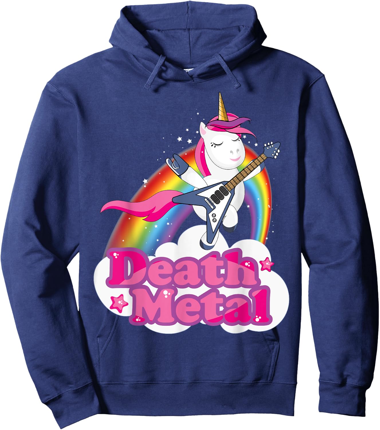 Cutte Heavy Metal Death Metal Unicorn Hoodie - Hoodie | Navy