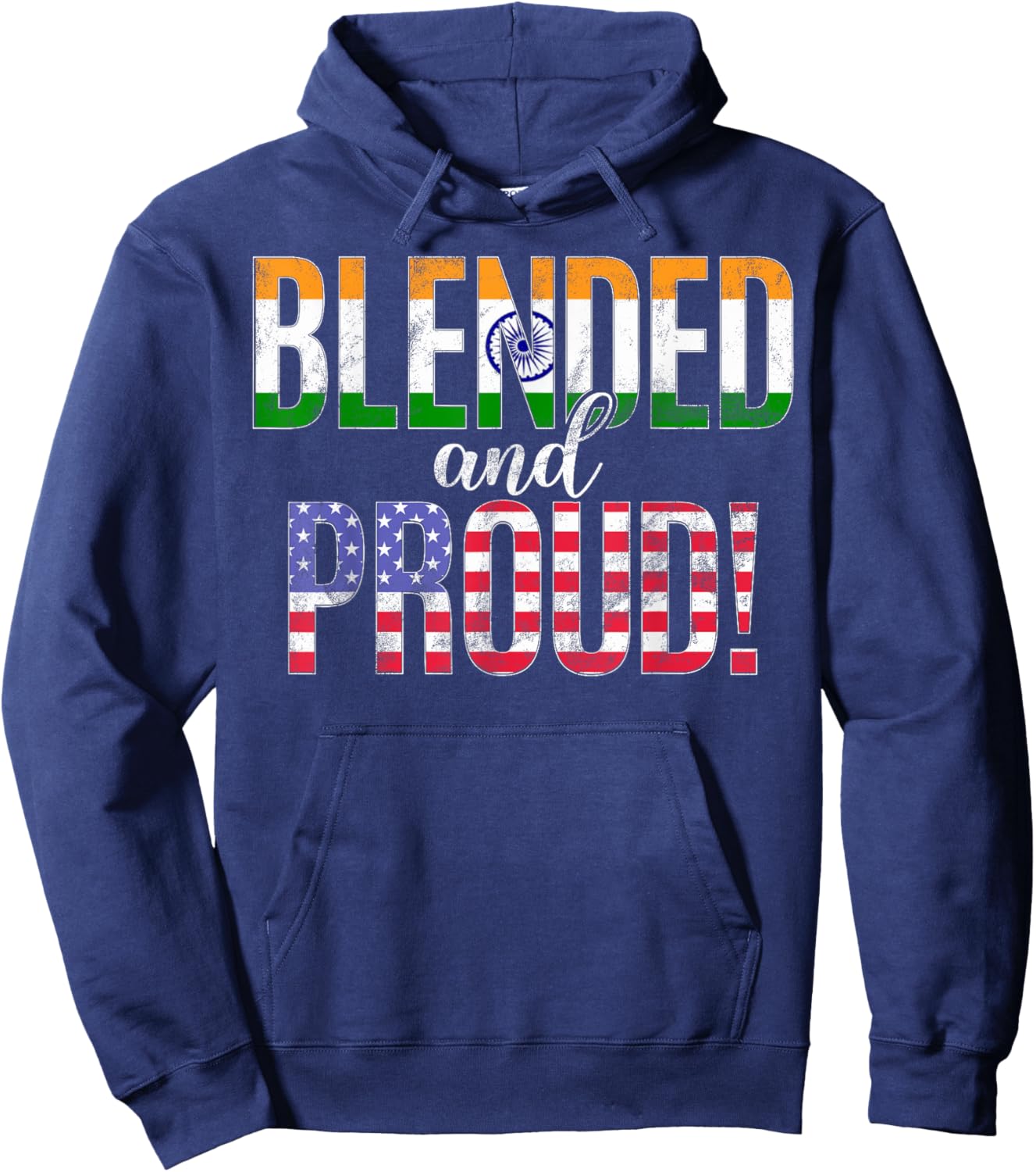 Blended And Proud Nationality Half Indian Half American Hoodie - Hoodie | Navy