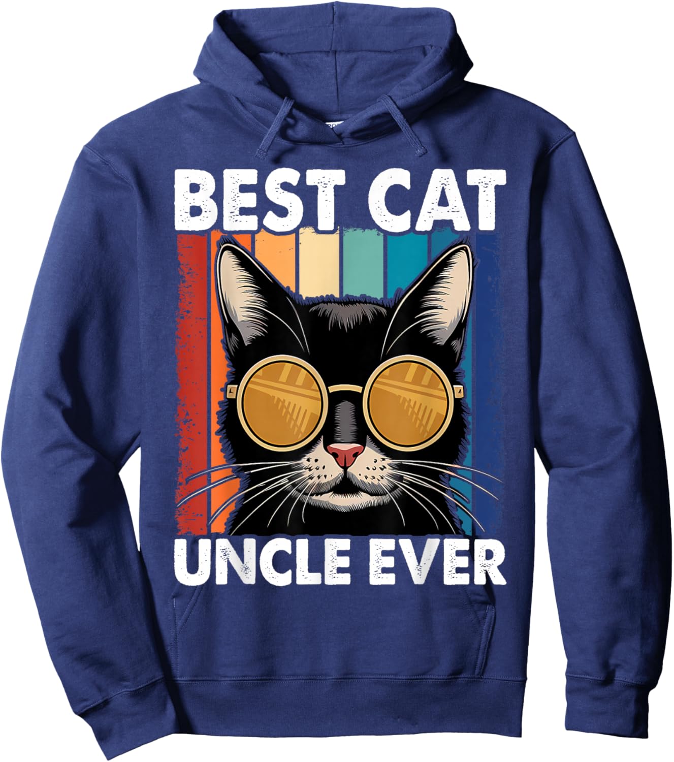 Best Cat Uncle Ever Men Cat Lover Black Cat Themed Funny Cat Hoodie - Hoodie | Navy