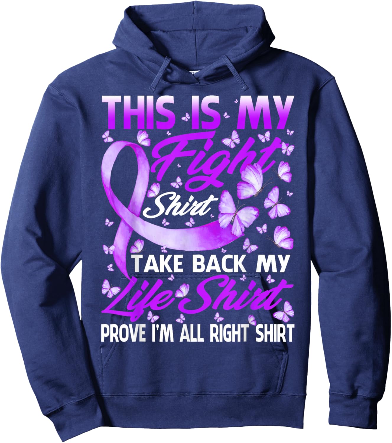This Is My Fight Shirt Lupus Awareness Butterfly Hoodie - Hoodie | Navy