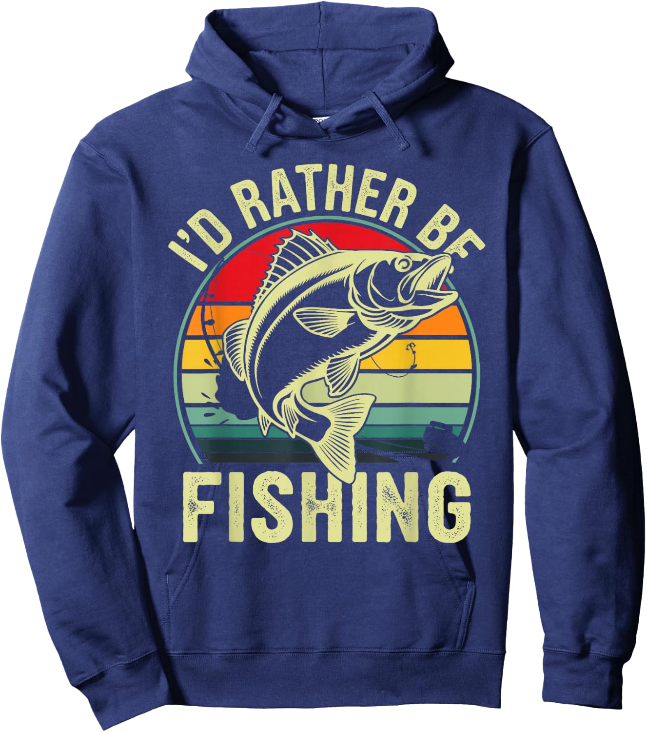 I'd Rather Be Fishing Retro Vintage Outdoor Fisherman Hoodie - Hoodie | Navy