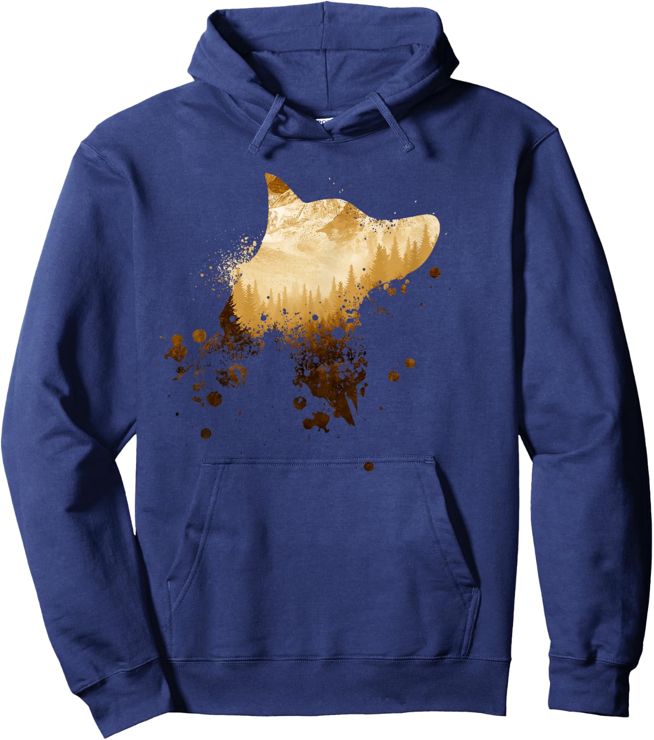 Vintage White Dog Silhouette | GSD | White German Shepherd Hoodie - Hoodie | Navy