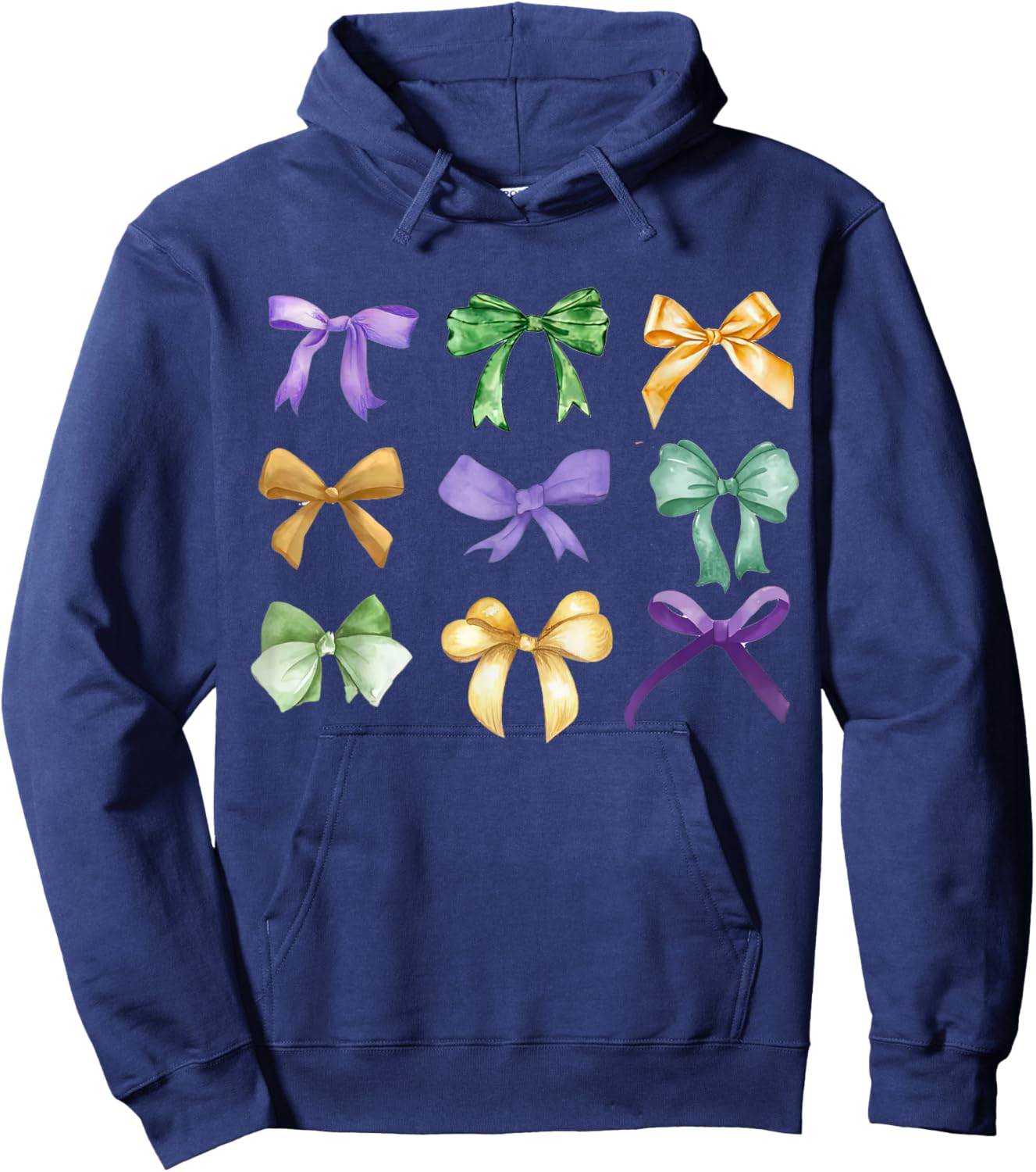 Retro Mardi Gras Coquette Bow Louisiana New Orleans Costume , Black, Short Sleeve, Size S Hoodie - Hoodie | Navy
