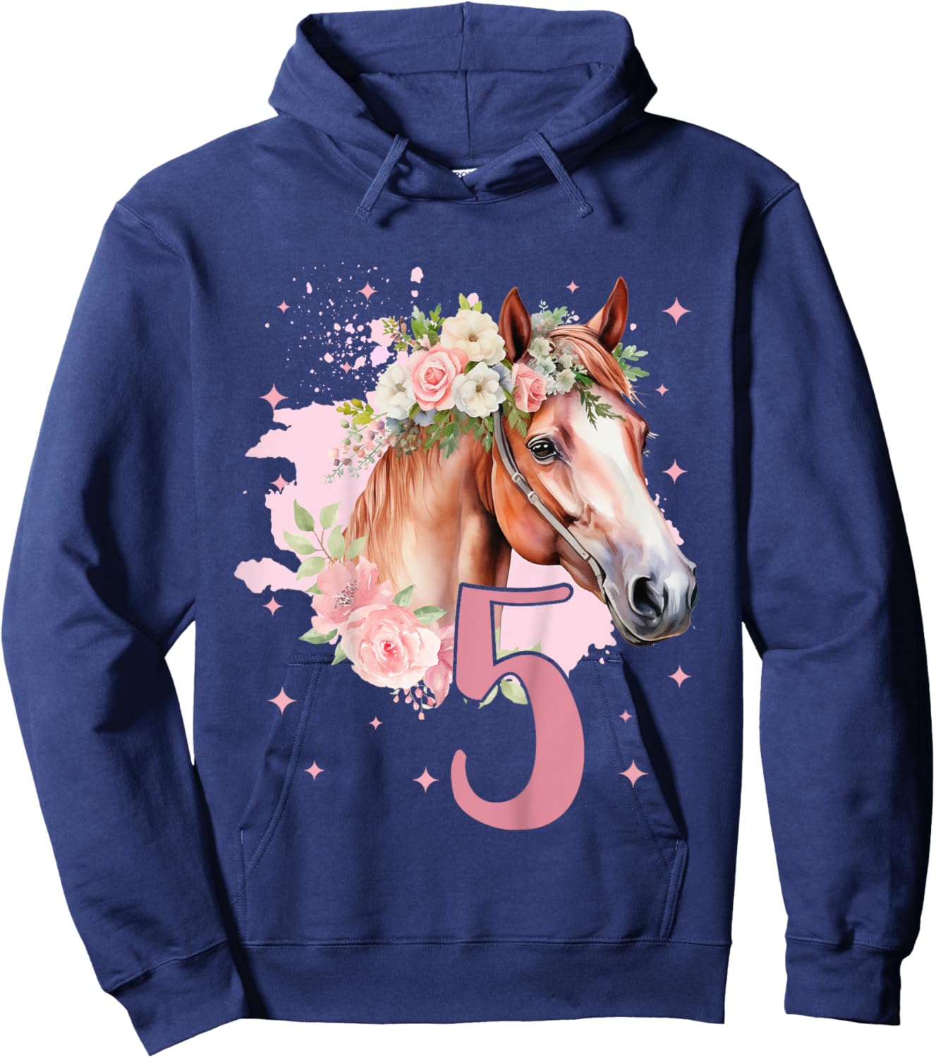 5th Birthday Horse Girl 5 Years Five Finally 5 Birthday Hoodie - Hoodie | Navy