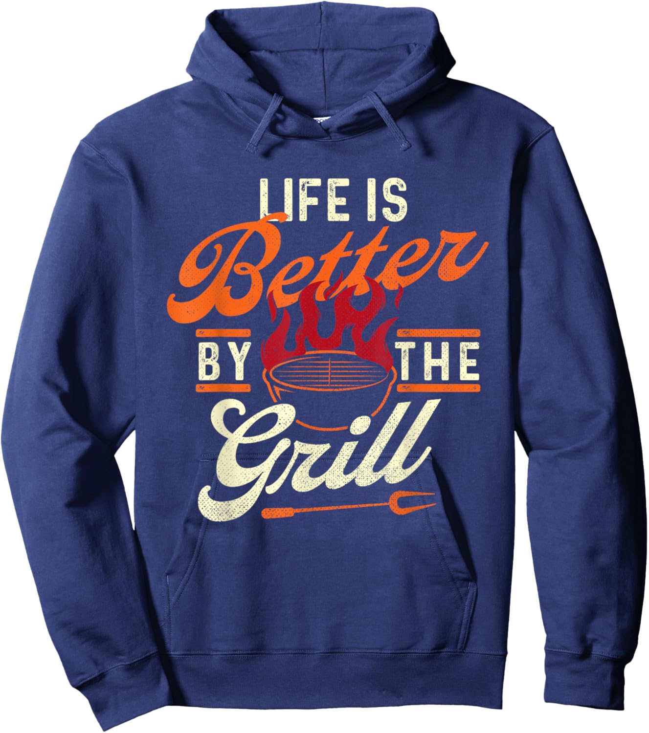 Funny BBQ Shirts Life is Better by the Grill - Barbecue BBQ Lover Grilling Hoodie - Hoodie | Navy
