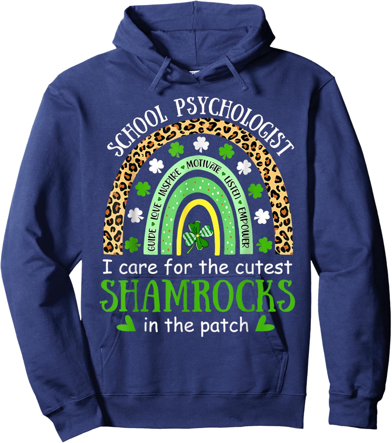 I Teach Cutest Shamrocks School Psychologist St Patricks Day Hoodie - Hoodie | Navy